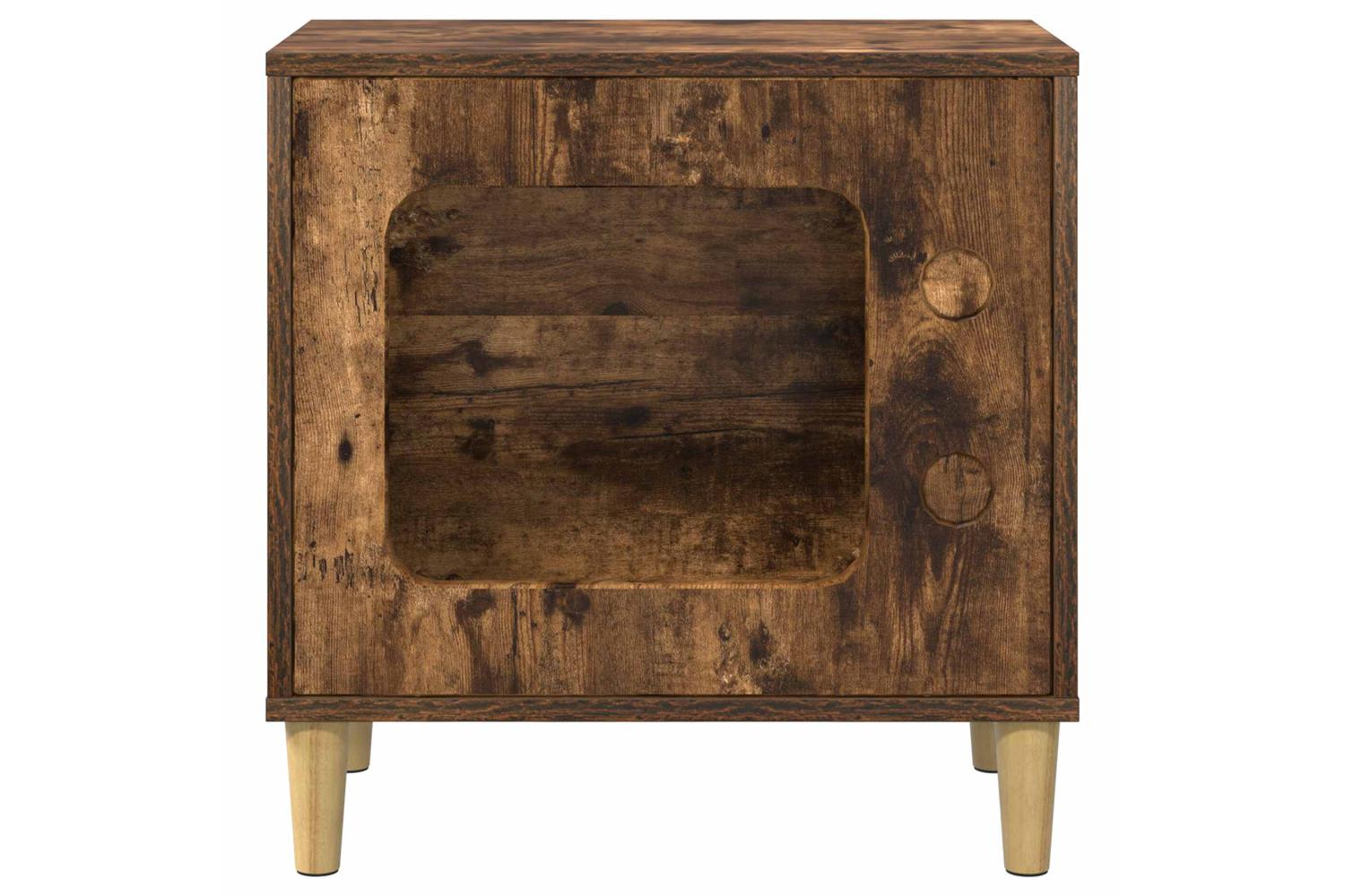 Vidaxl Cat House Smoked Oak 51 X 30 X 52 Cm Engineered Wood-5