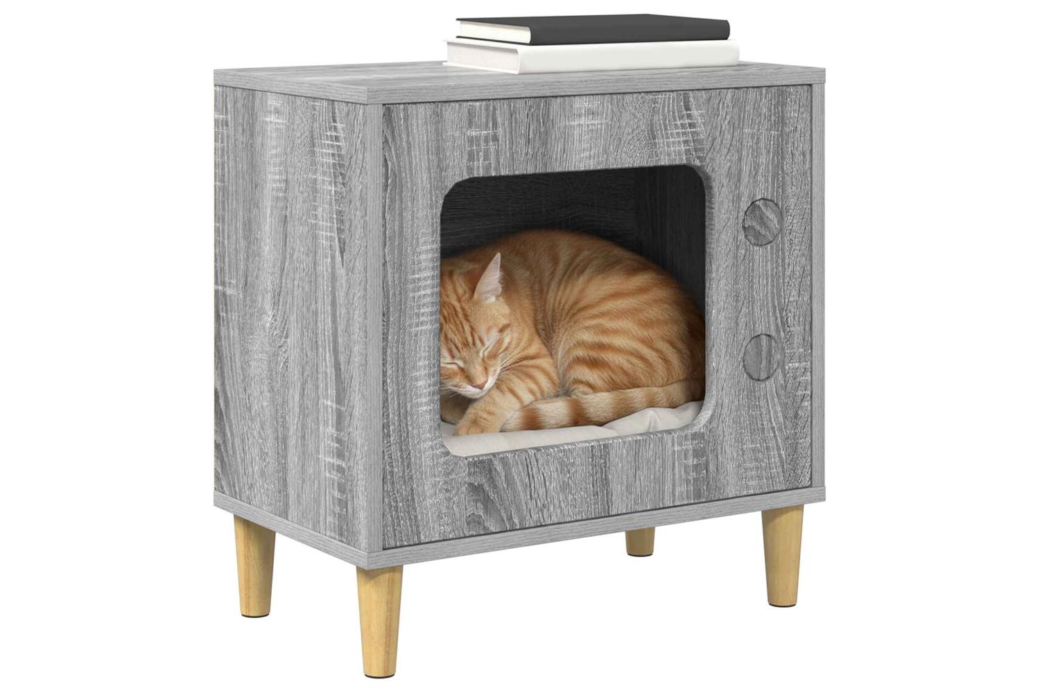 Vidaxl Cat House Grey Sonoma 51 X 30 X 52 Cm Engineered Wood-3