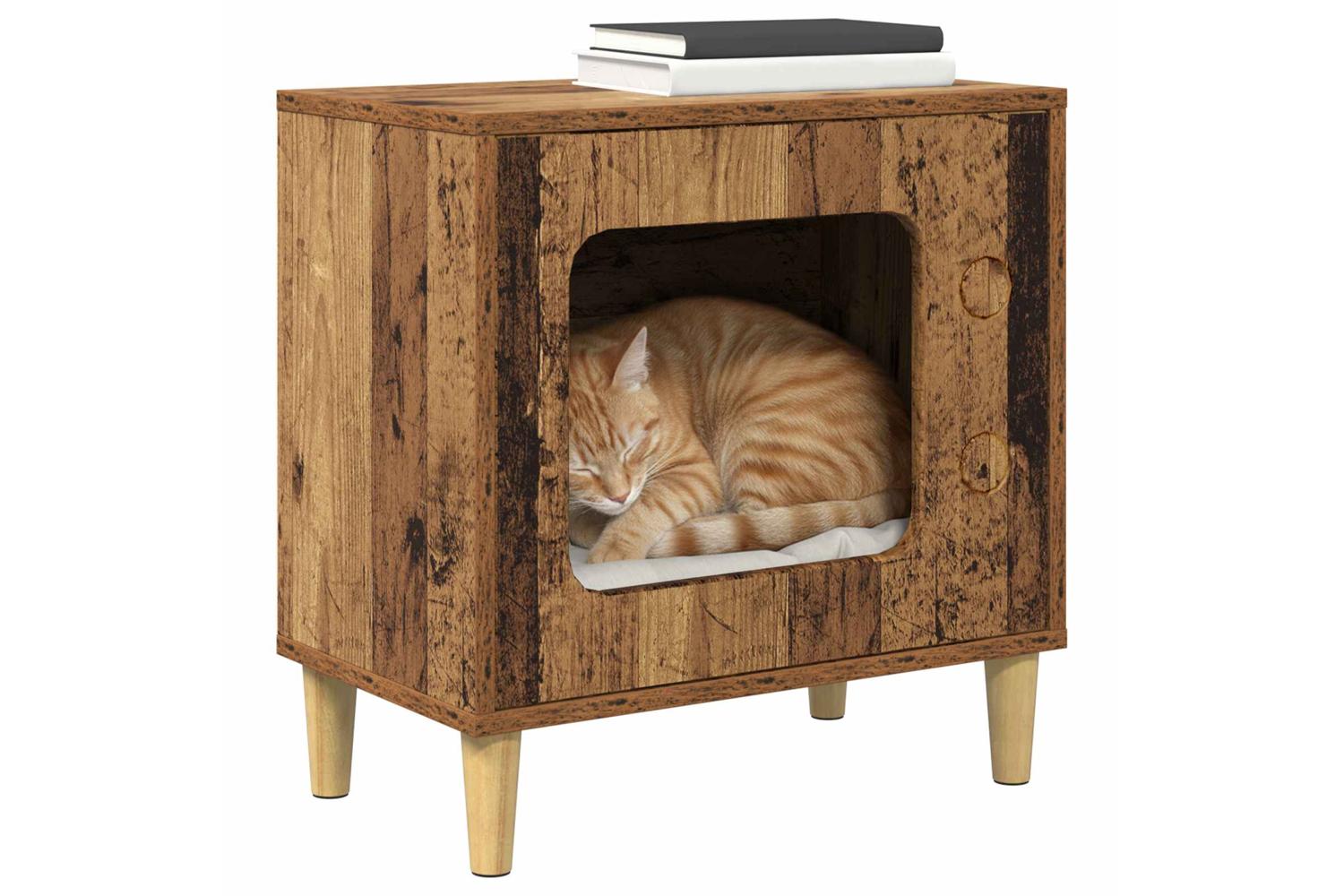 Vidaxl Cat House Old Wood 51 X 30 X 52 Cm Engineered Wood-3