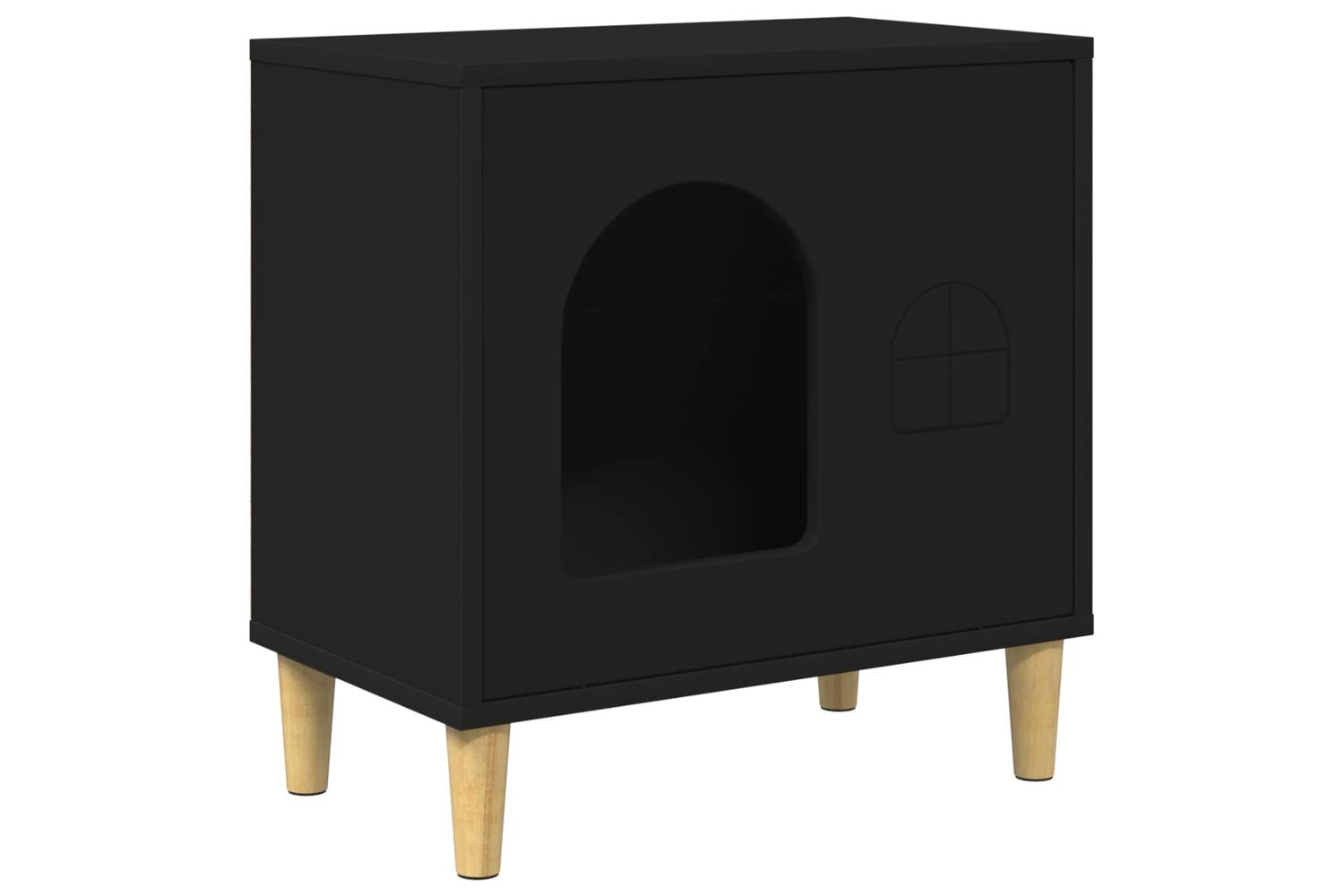 Vidaxl Cat House Black 51 X 30 X 52 Cm Engineered Wood