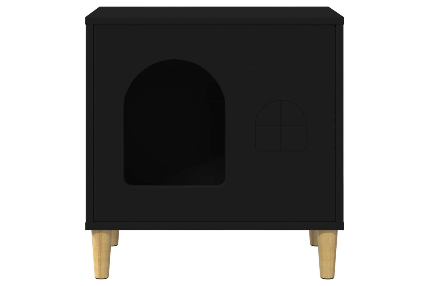 Vidaxl Cat House Black 51 X 30 X 52 Cm Engineered Wood-5