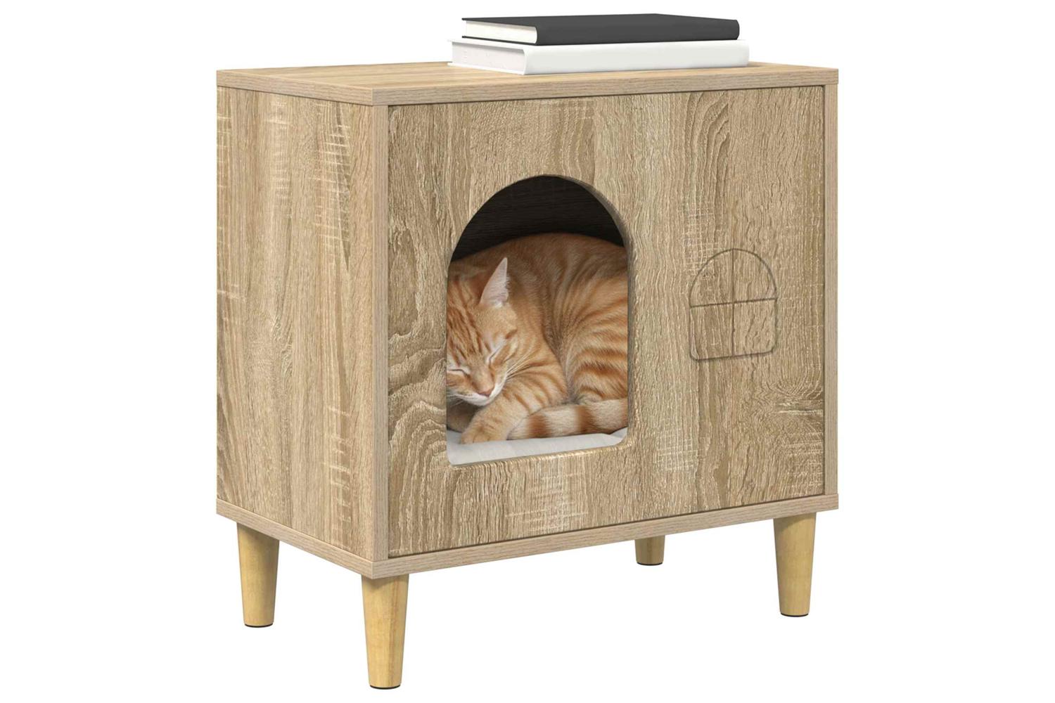 Vidaxl Cat House Sonoma 51 X 30 X 52 Cm Engineered Wood-3