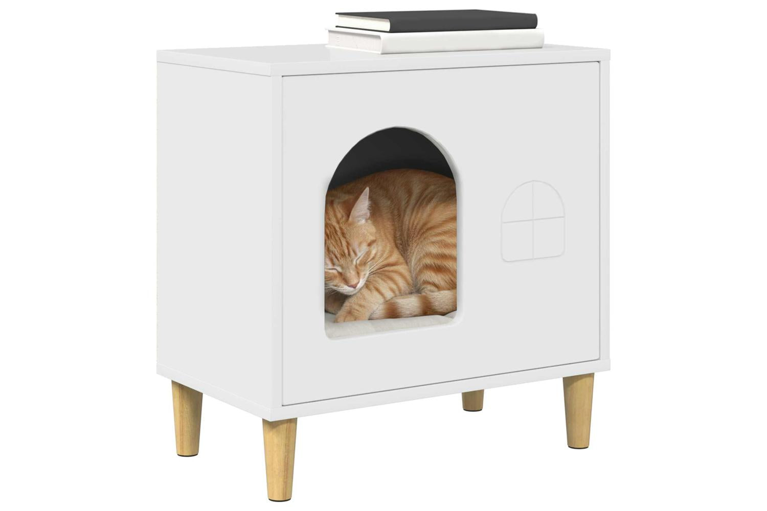 Vidaxl Cat House Gloss White 51 X 30 X 52 Cm Engineered Wood-3
