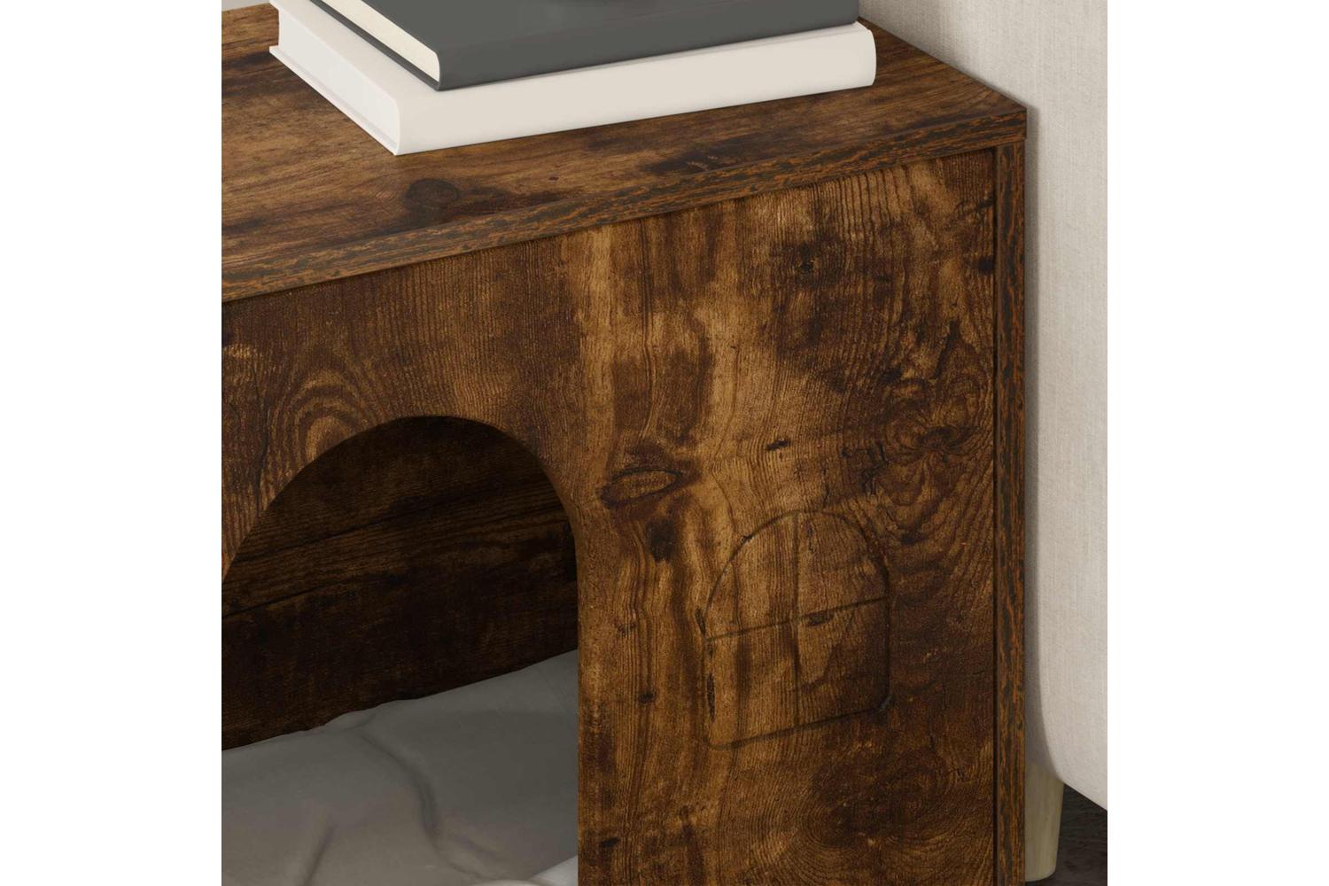 Vidaxl Cat House Smoked Oak 51 X 30 X 52 Cm Engineered Wood-4