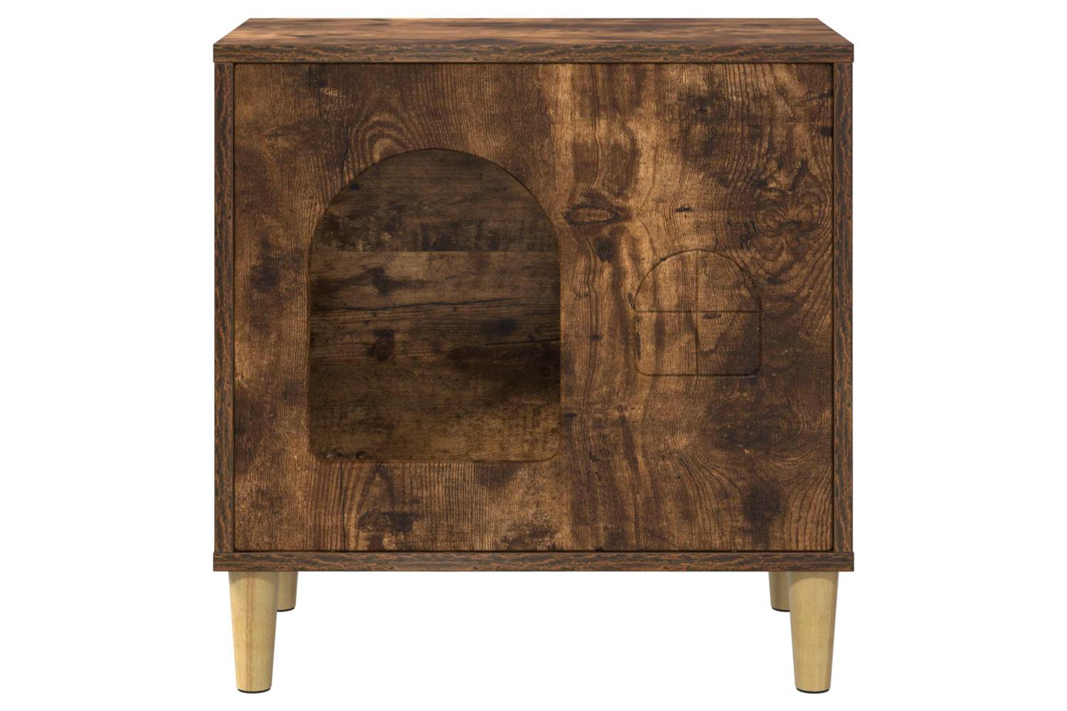 Vidaxl Cat House Smoked Oak 51 X 30 X 52 Cm Engineered Wood-5