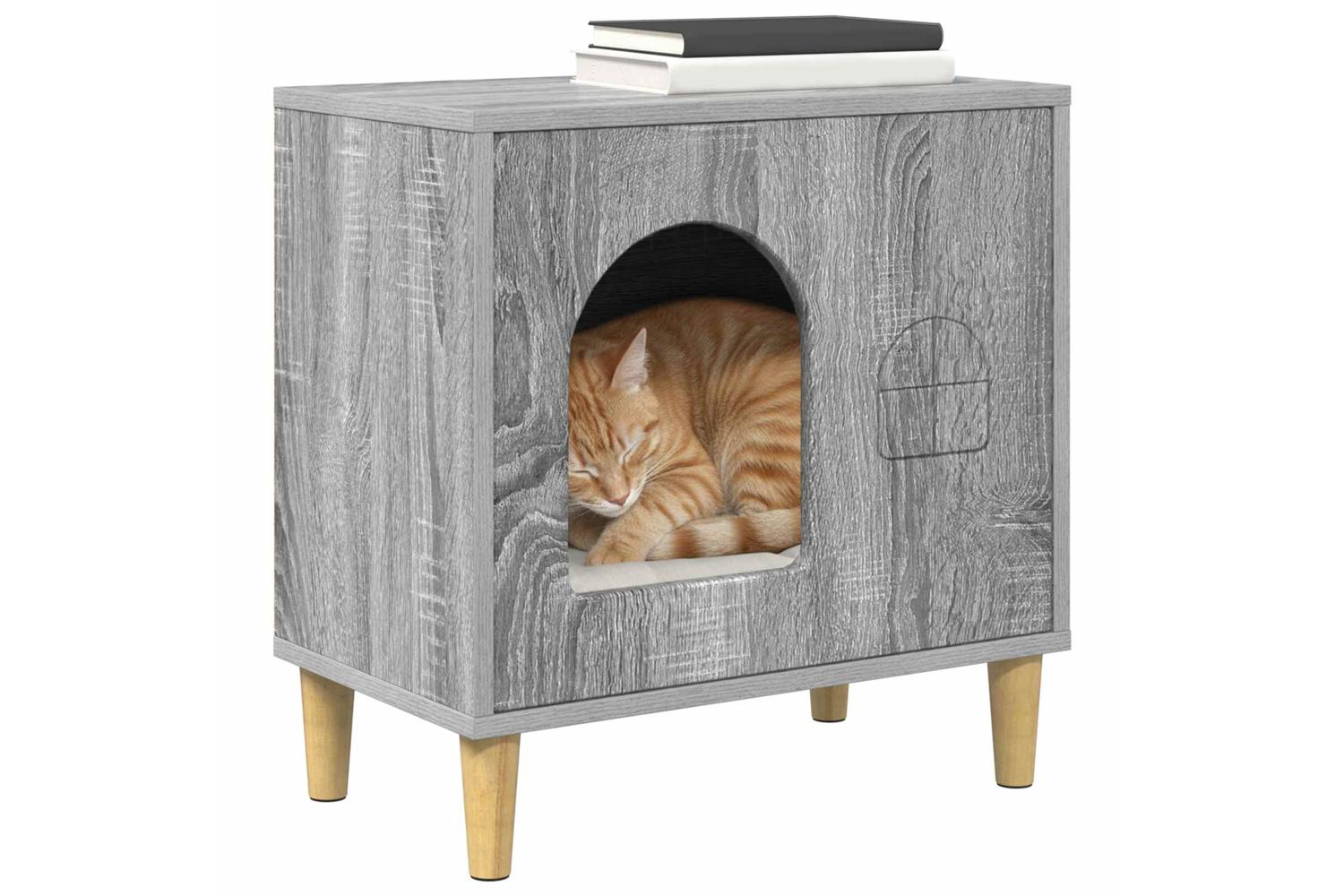 Vidaxl Cat House Grey Sonoma 51 X 30 X 52 Cm Engineered Wood-3