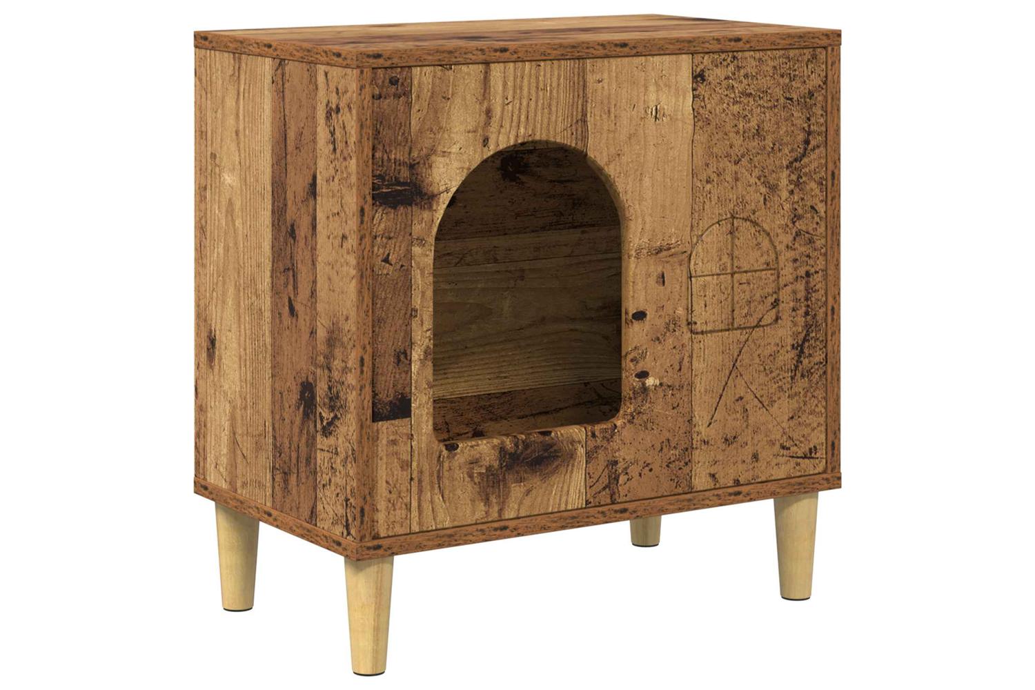 Vidaxl Cat House Old Wood 51 X 30 X 52 Cm Engineered Wood