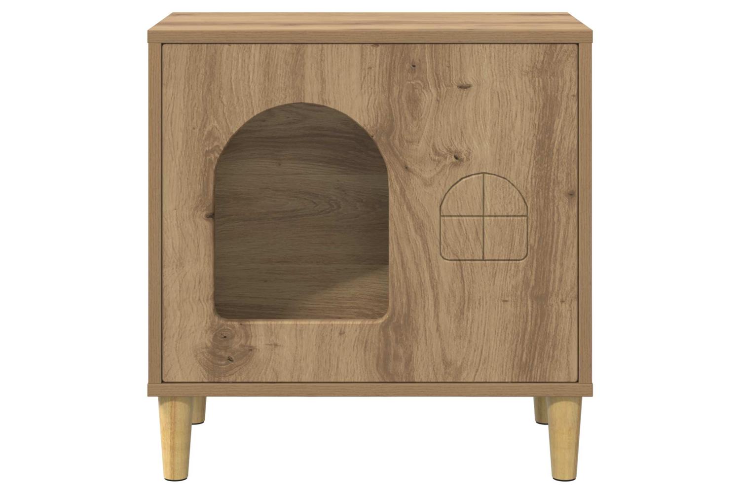 Vidaxl Cat House Artisian Oak 51 X 30 X 52 Cm Engineered Wood-5