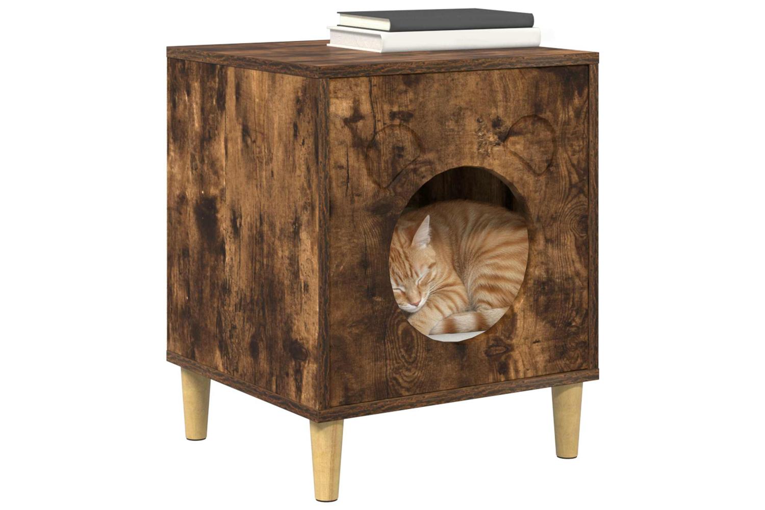 Vidaxl Cat House Smoked Oak 425 X 40 X 525 Cm Engineered Wood-3