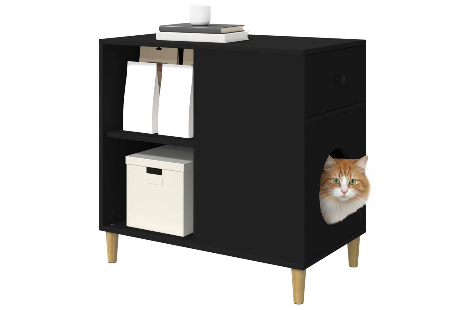 Vidaxl Cat House Black 72 X 425 X 70 Cm Engineered Wood-3