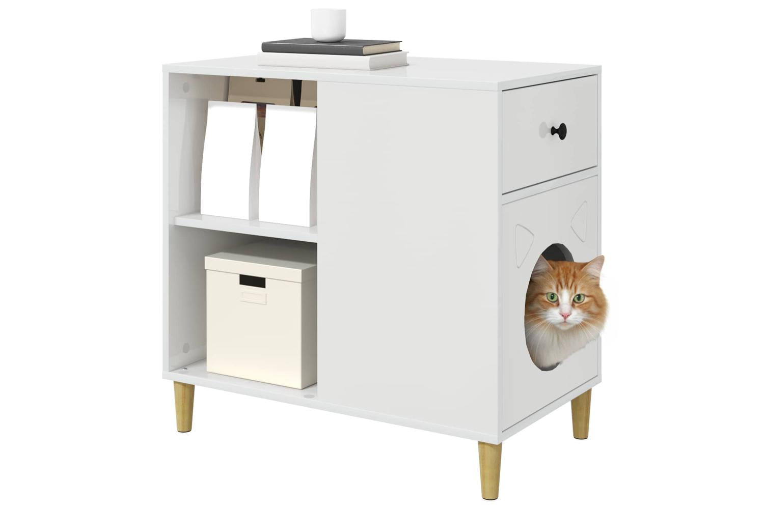 Vidaxl Cat House Gloss White 72 X 425 X 70 Cm Engineered Wood-3