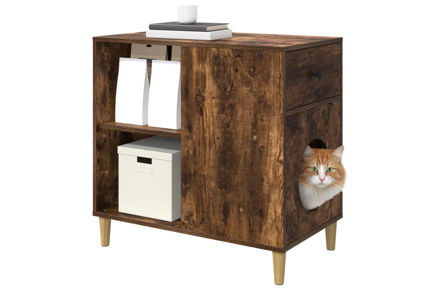 Vidaxl Cat House Smoked Oak 72 X 425 X 70 Cm Engineered Wood-3