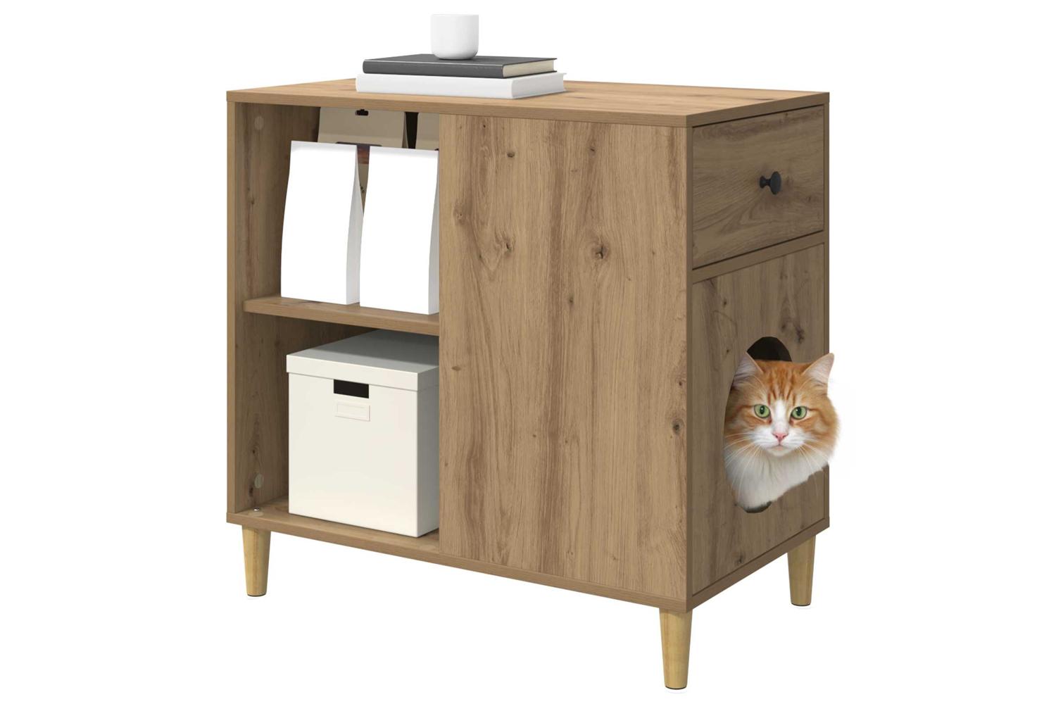Vidaxl Cat House Artisian Oak 72 X 425 X 70 Cm Engineered Wood-3