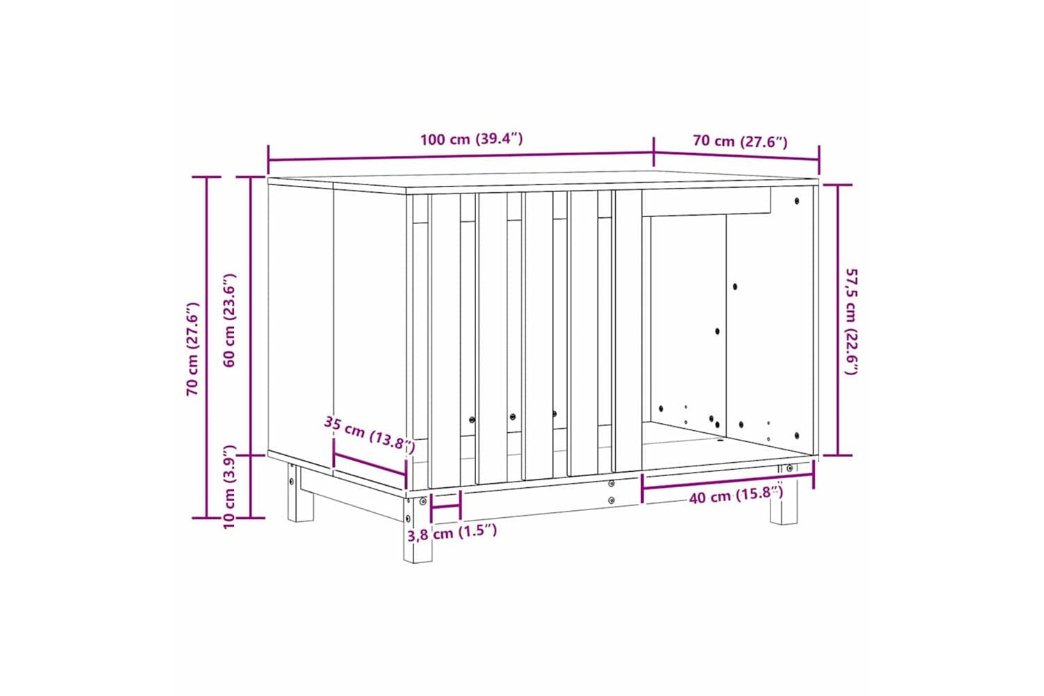 Vidaxl Dog House Wax Brown 100 X 70 X 70 Cm Solid Pine Wood-10