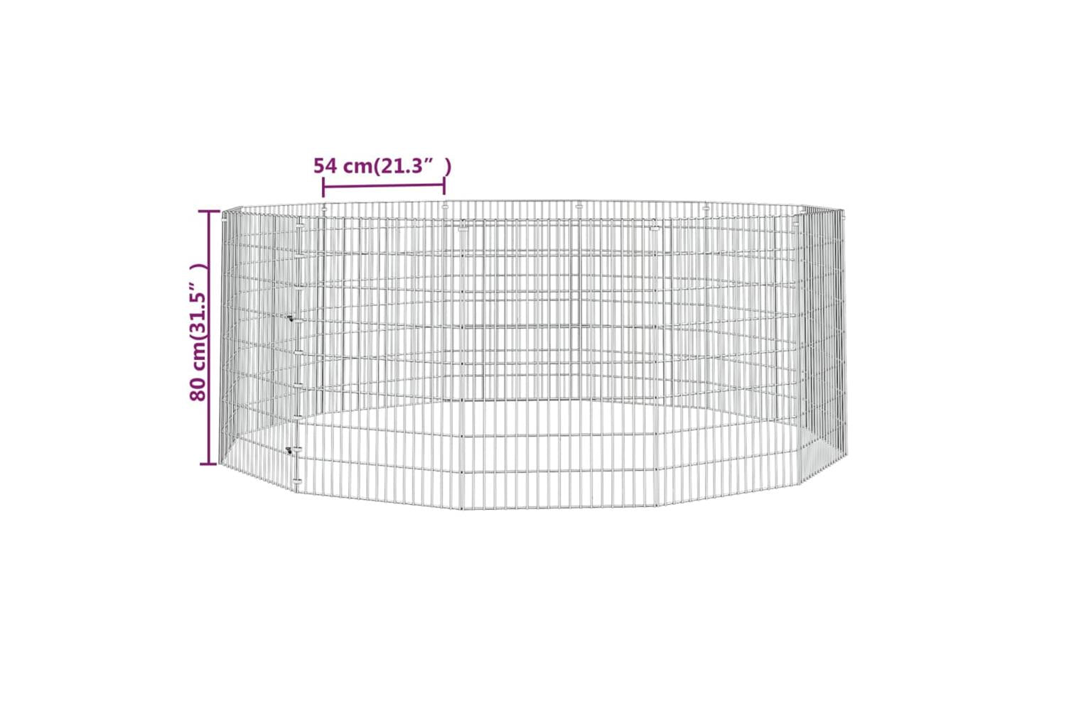Vidaxl Free Range Animal Enclosure 12-panel 54x80 Cm Galvanised Iron-8