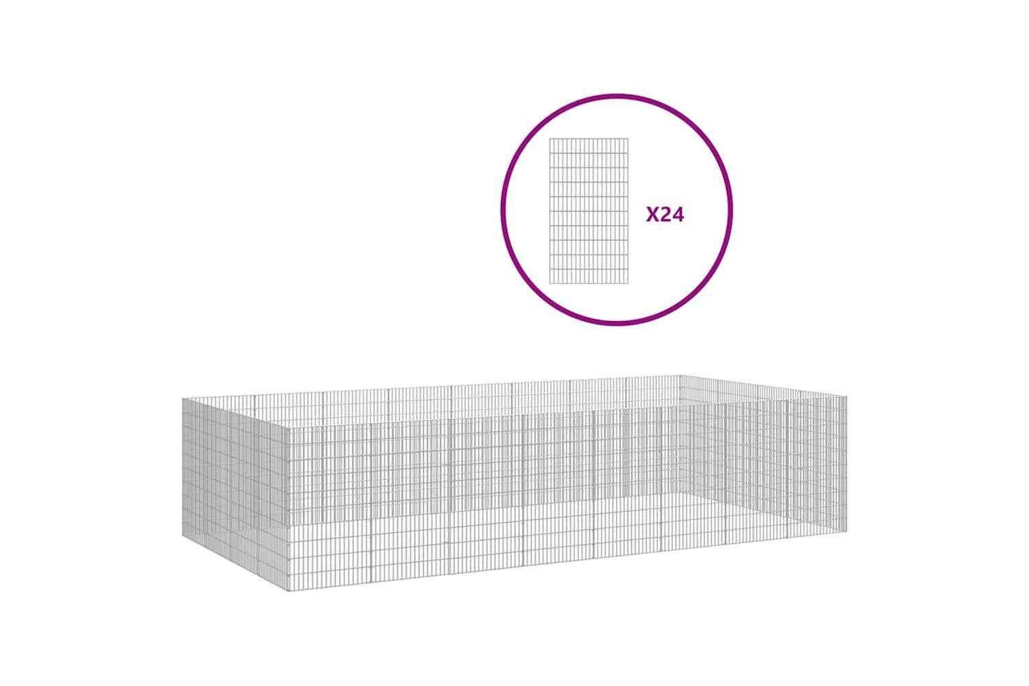 Vidaxl Free Range Animal Enclosure 24-panel 54x100 Cm Galvanised Iron