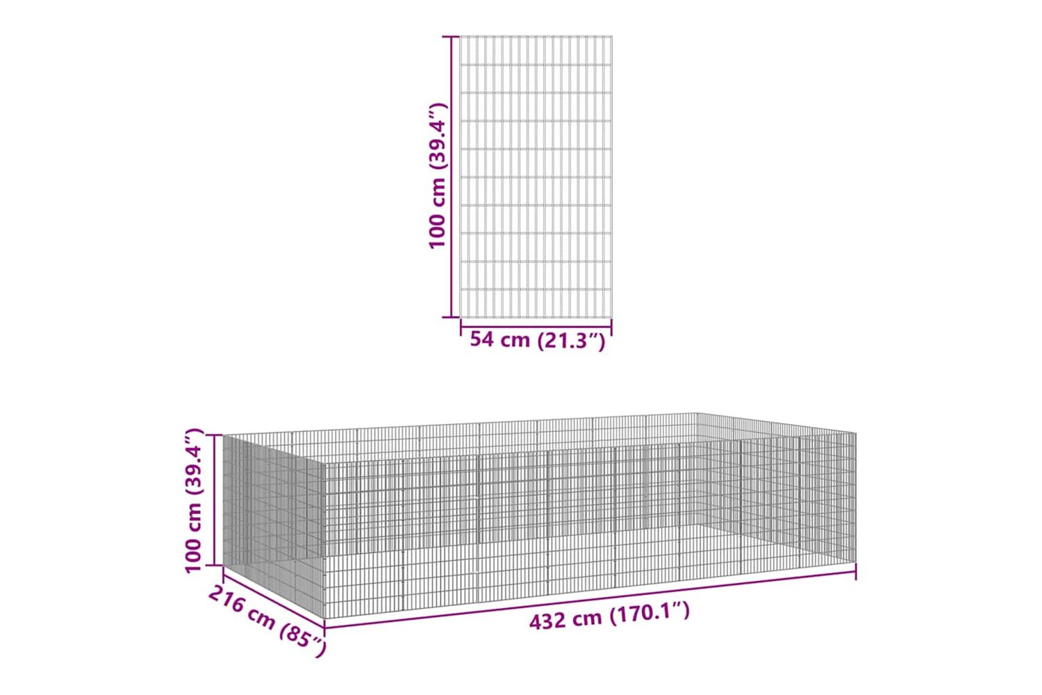 Vidaxl Free Range Animal Enclosure 24-panel 54x100 Cm Galvanised Iron-8