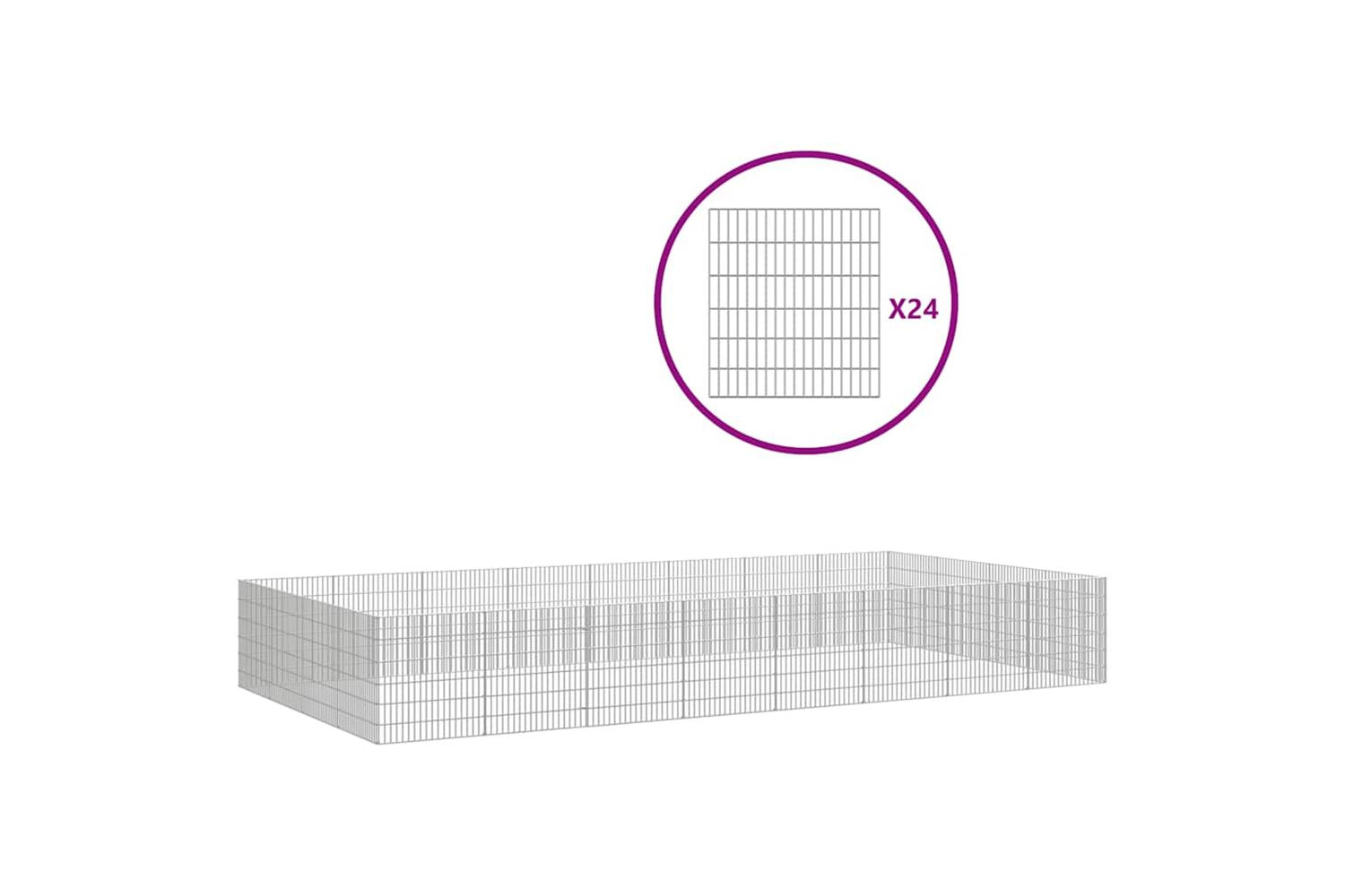 Vidaxl Free Range Animal Enclosure 24-panel 54x60 Cm Galvanised Iron
