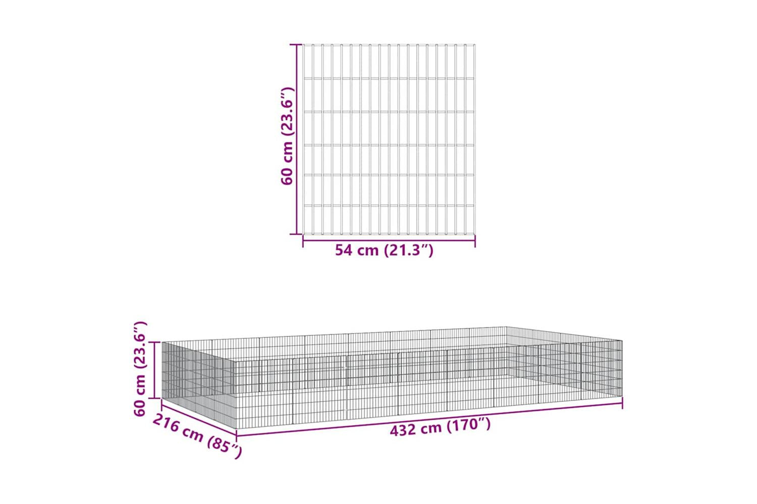 Vidaxl Free Range Animal Enclosure 24-panel 54x60 Cm Galvanised Iron-8