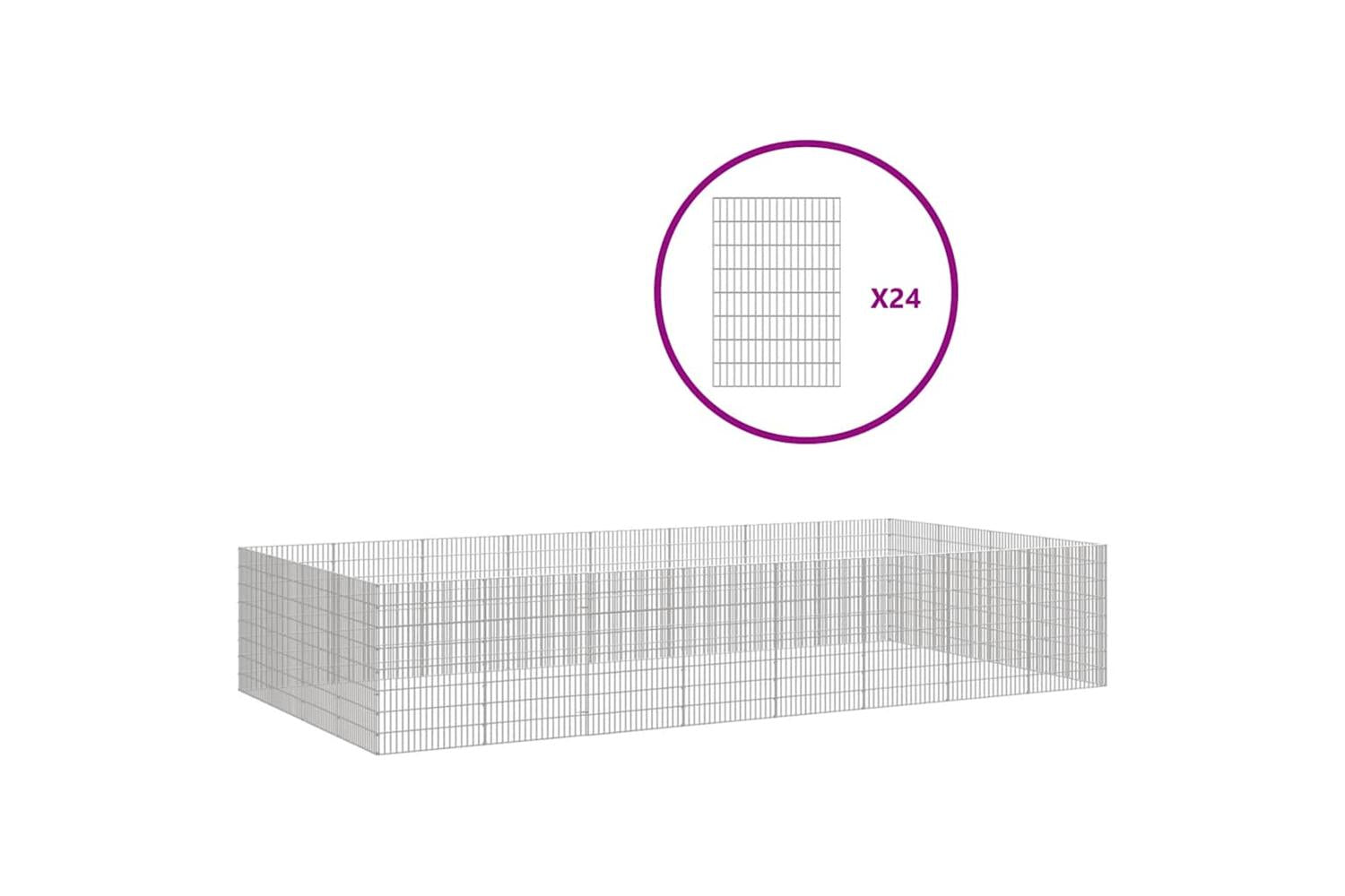 Vidaxl Free Range Animal Enclosure 24-panel 54x80 Cm Galvanised Iron-2