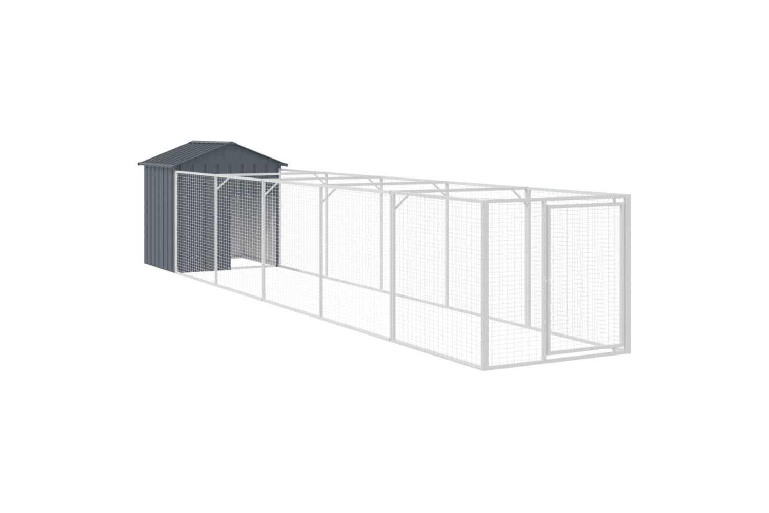 Vidaxl Dog House With Roof Anthracite 117x609x123 Cm Galvanised Steel