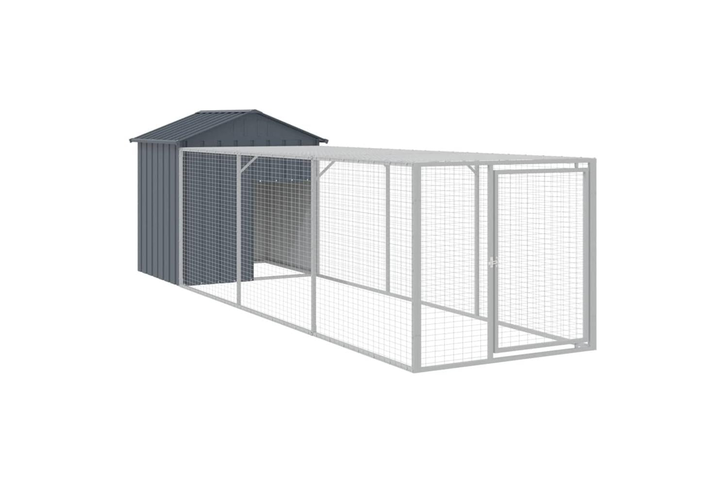 Vidaxl Chicken Cage With Run Anthracite 117x405x123 Cm Galvanised Steel-2