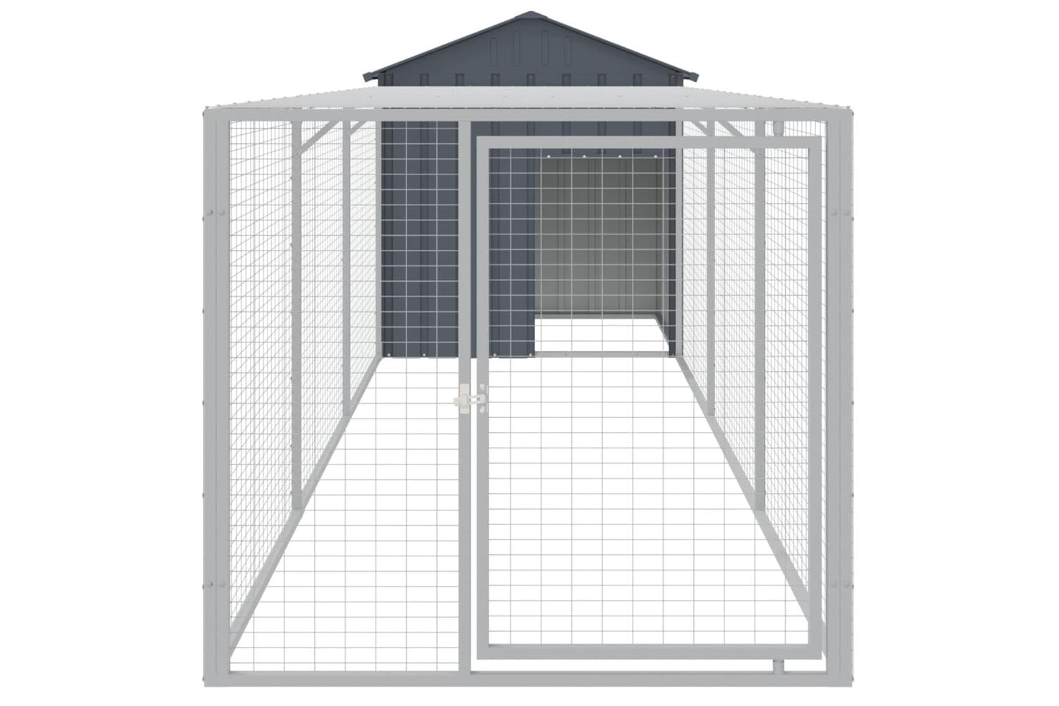 Vidaxl Chicken Cage With Run Anthracite 117x405x123 Cm Galvanised Steel-3