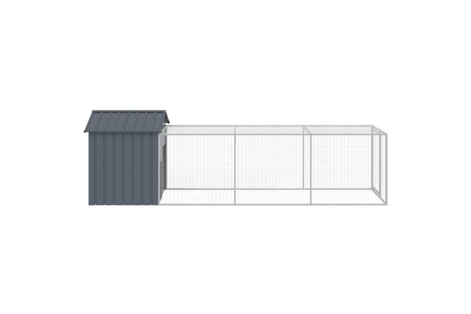 Vidaxl Chicken Cage With Run Anthracite 117x405x123 Cm Galvanised Steel-4