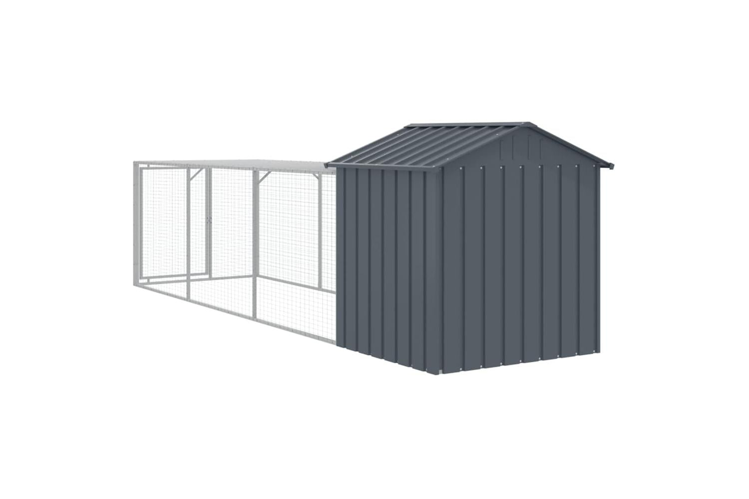 Vidaxl Chicken Cage With Run Anthracite 117x405x123 Cm Galvanised Steel-5