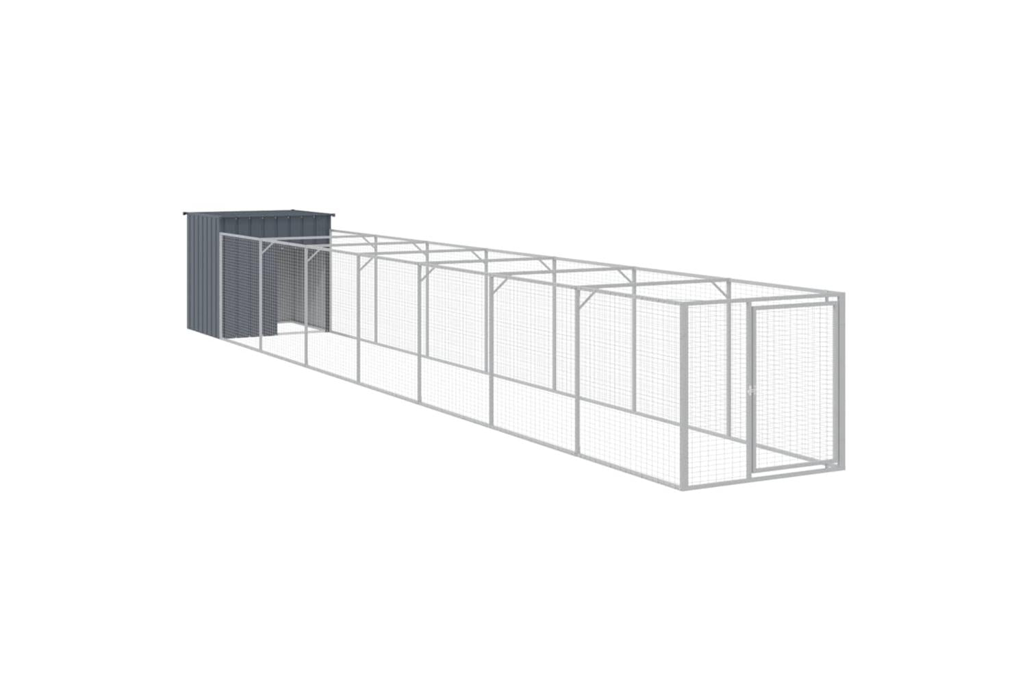 Vidaxl Dog House With Run Anthracite 110x813x110 Cm Galvanised Steel-2