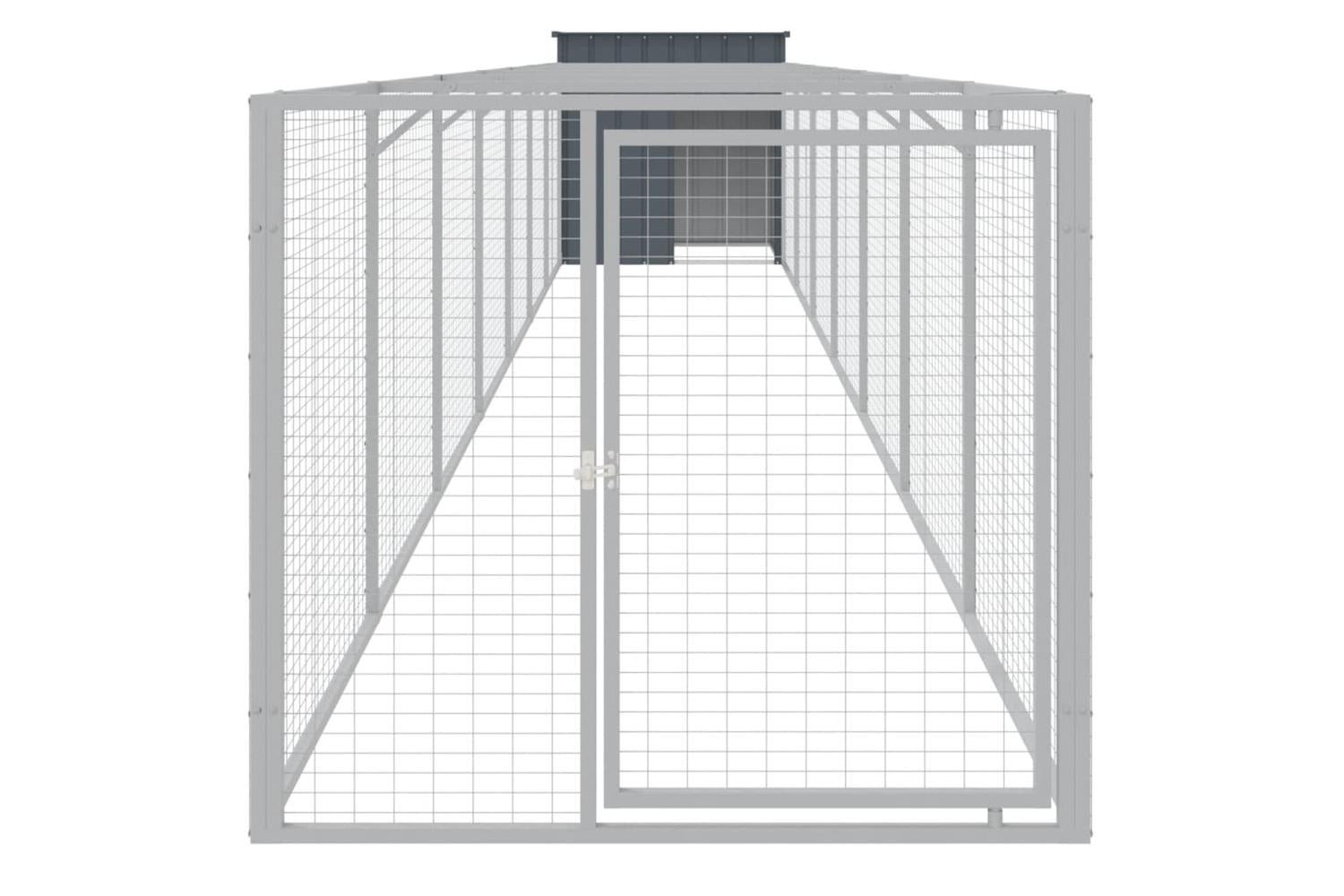 Vidaxl Dog House With Run Anthracite 110x813x110 Cm Galvanised Steel-3