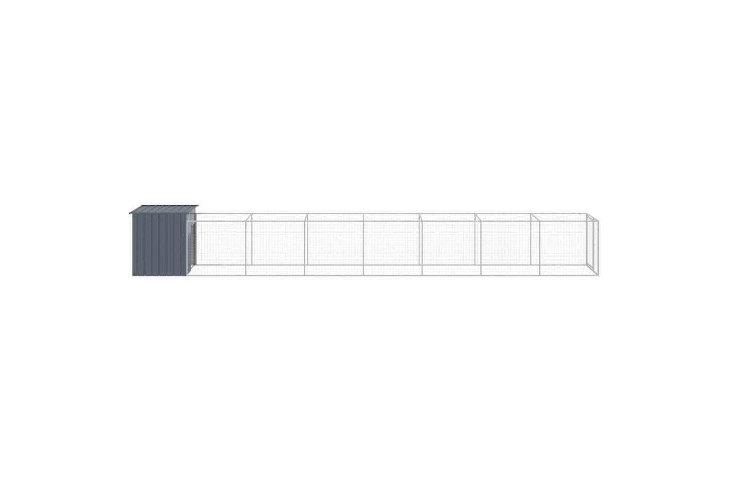 Vidaxl Dog House With Run Anthracite 110x813x110 Cm Galvanised Steel-4