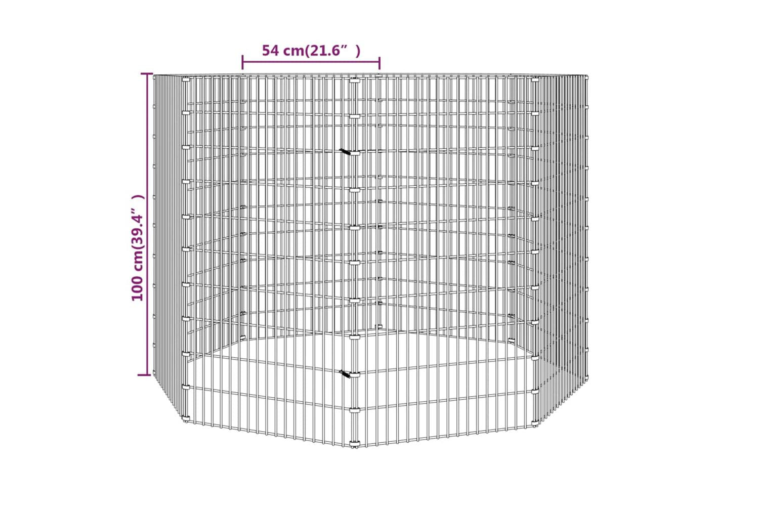 Vidaxl Free Range Animal Enclosure 8-panel 54x100 Cm Galvanised Iron-8