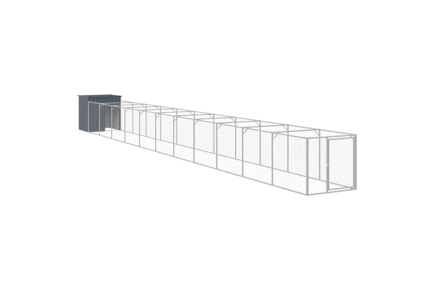 Vidaxl Dog House With Run Anthracite 110x1221x110 Cm Galvanised Steel