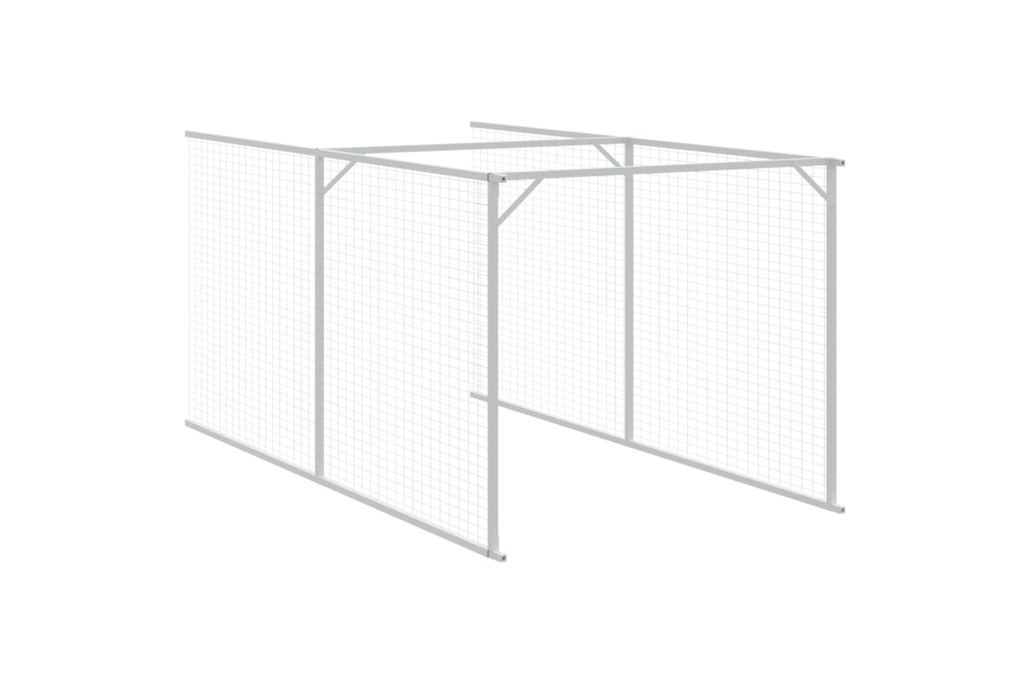 Vidaxl Dog House With Run Anthracite 110x1221x110 Cm Galvanised Steel-7