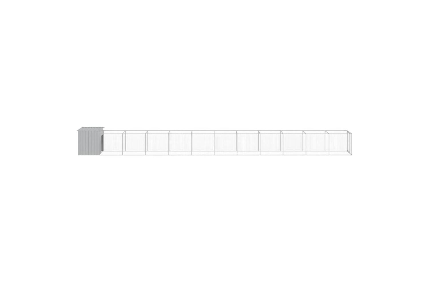 Vidaxl Dog House With Run Light Grey 110x1221x110 Cm Galvanised Steel-4