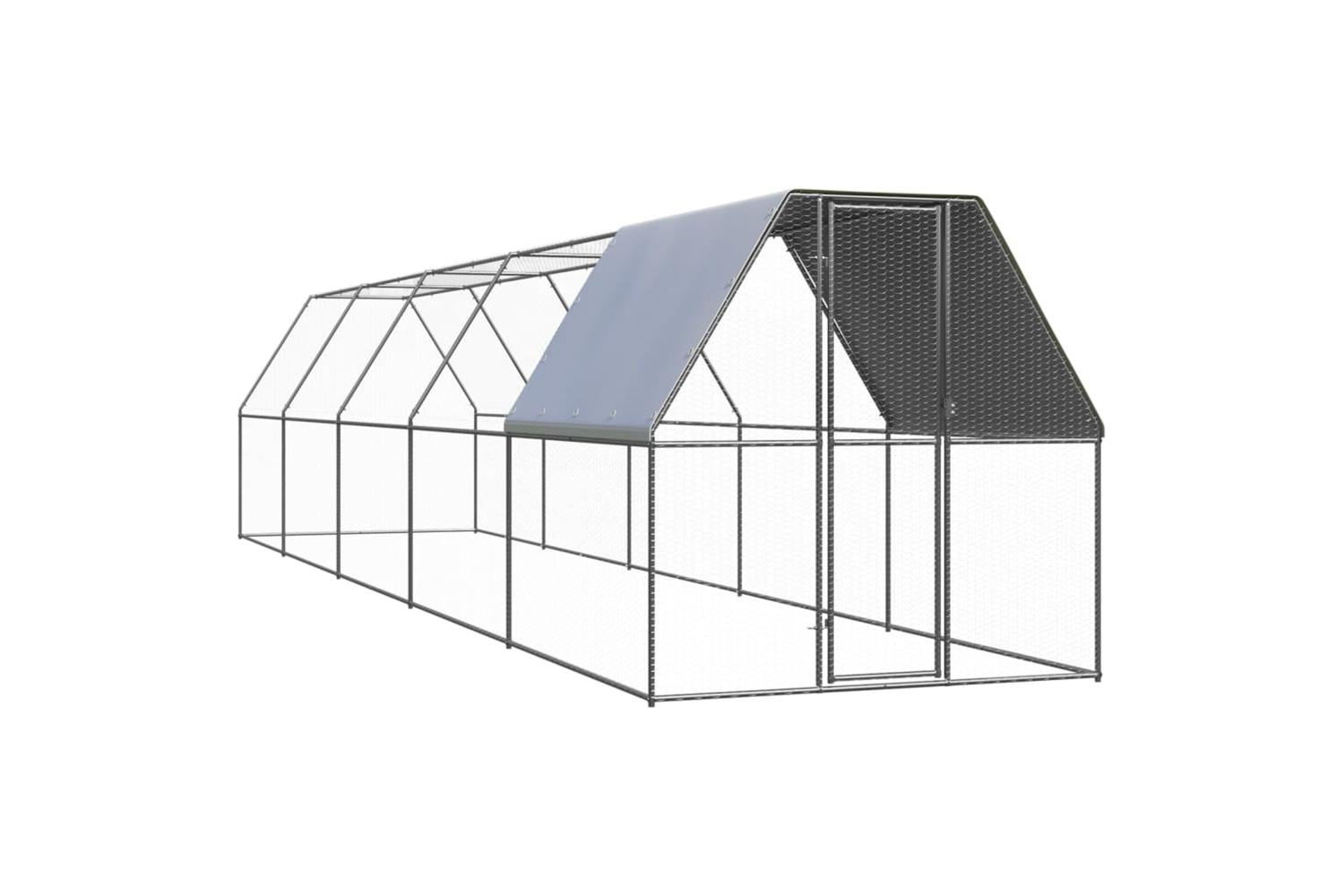 Vidaxl Outdoor Chicken Cage 2x10x2 M Galvanised Steel