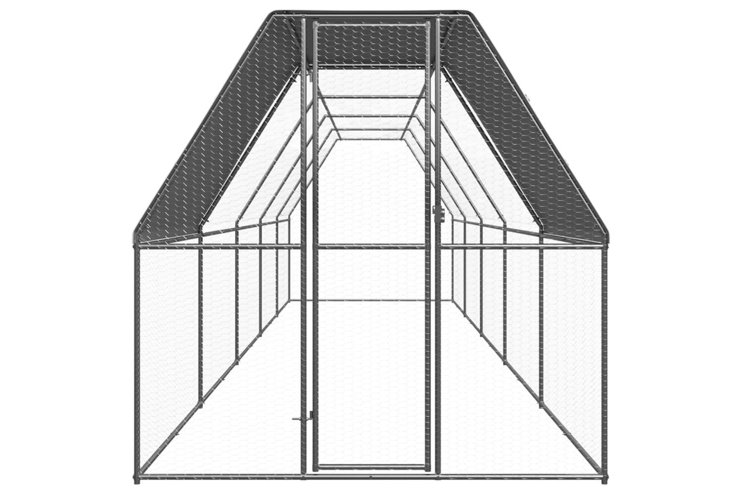 Vidaxl Outdoor Chicken Cage 2x10x2 M Galvanised Steel-2