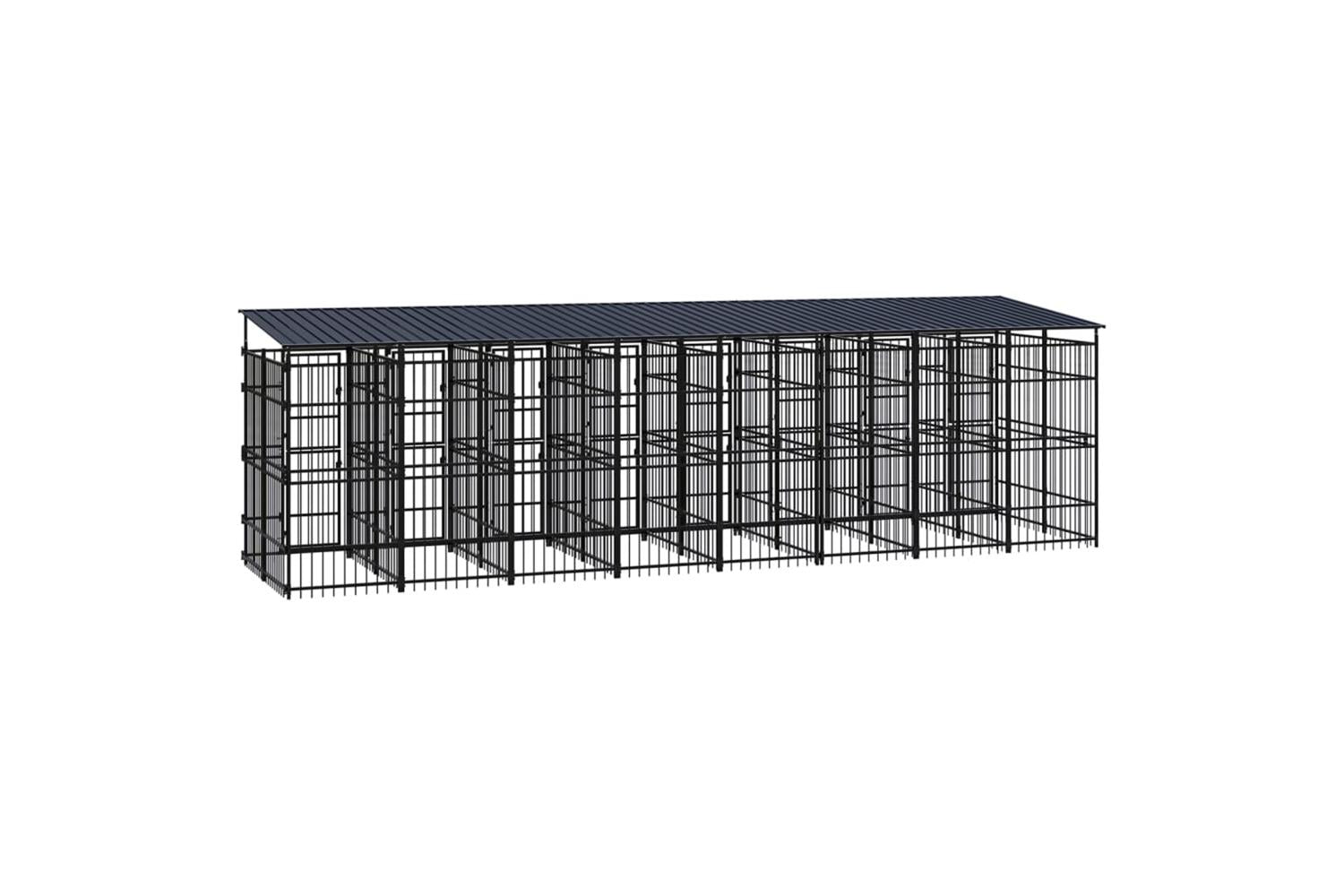 Vidaxl Outdoor Dog Kennel With Roof Steel 1475 M-4