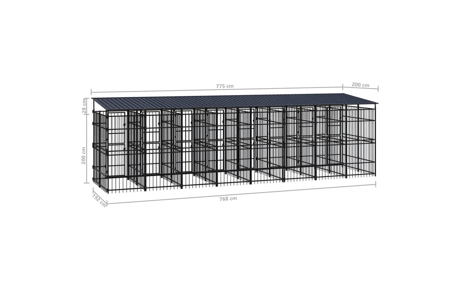Vidaxl Outdoor Dog Kennel With Roof Steel 1475 M-8