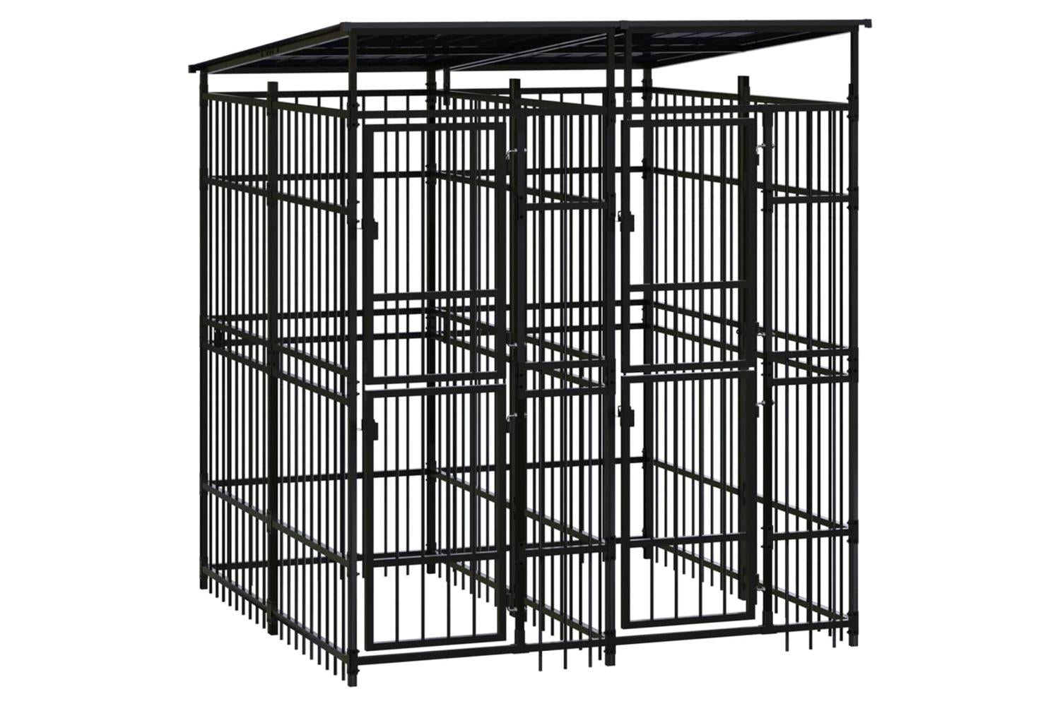 Vidaxl Outdoor Dog Kennel With Roof Steel 369 M