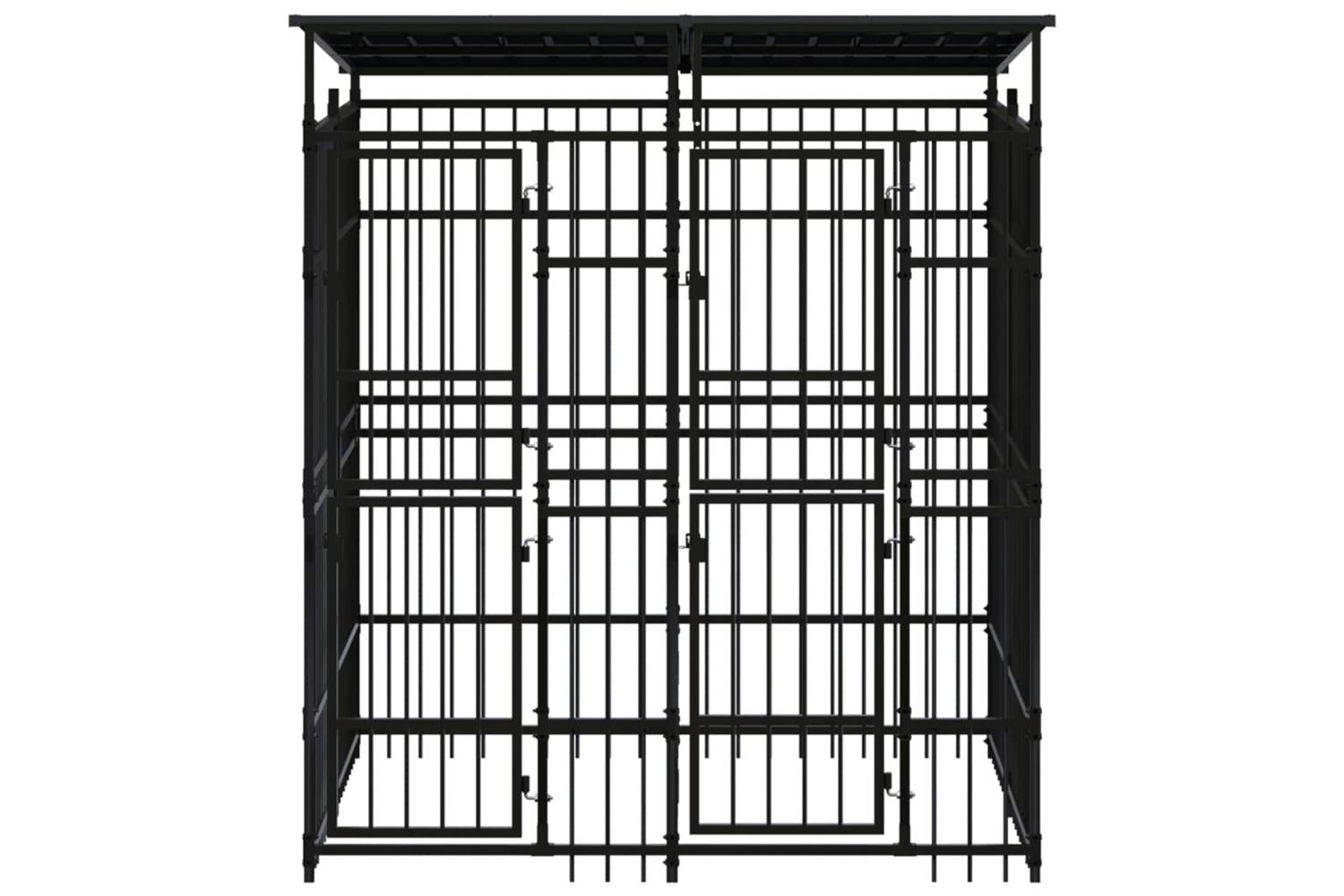 Vidaxl Outdoor Dog Kennel With Roof Steel 369 M-2