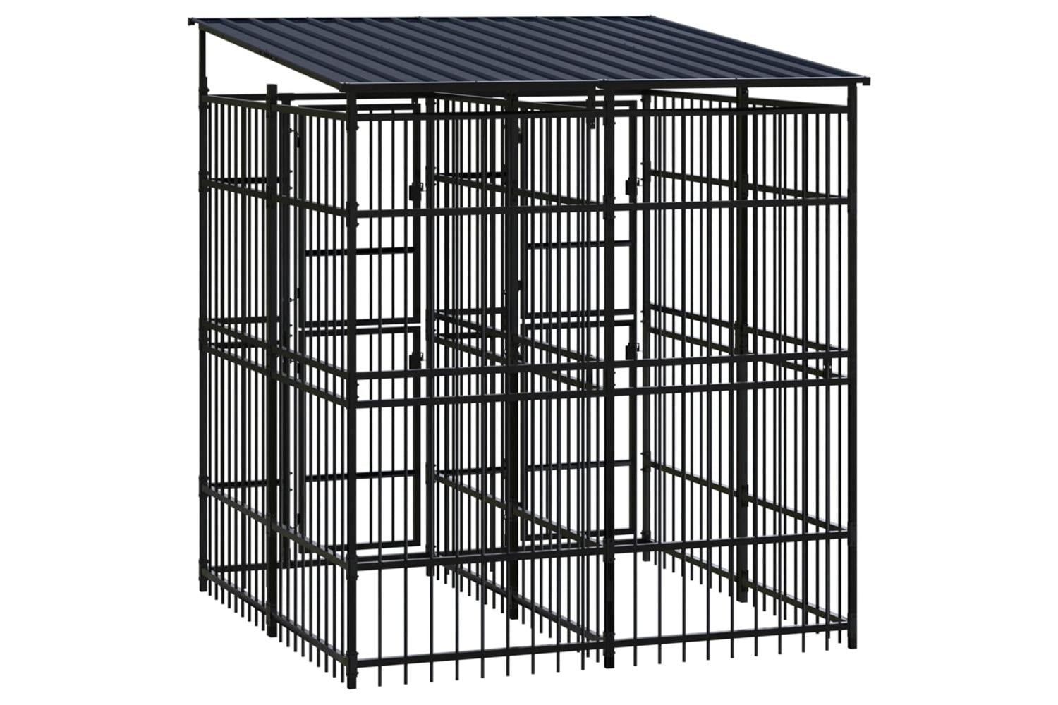 Vidaxl Outdoor Dog Kennel With Roof Steel 369 M-4