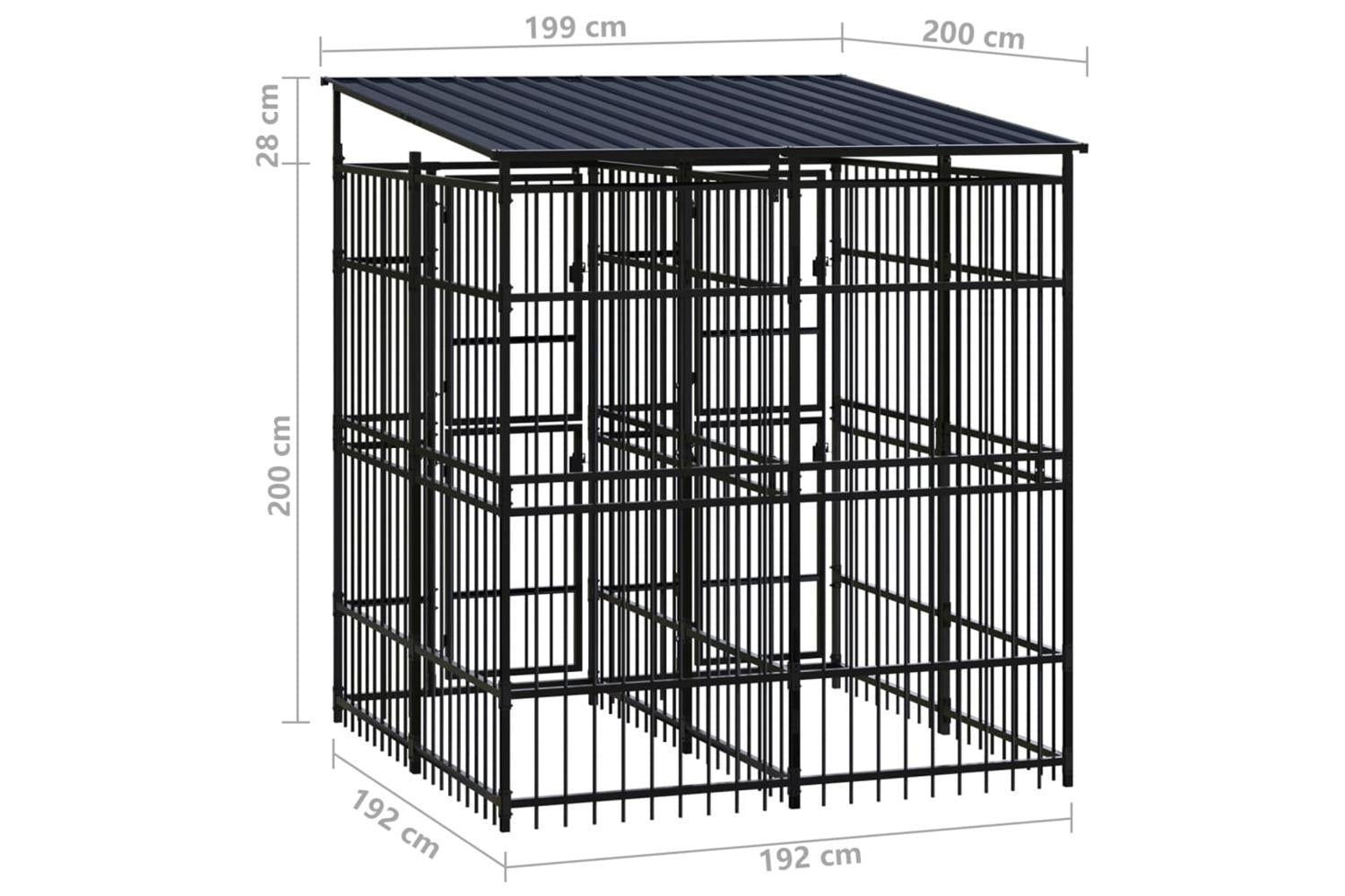 Vidaxl Outdoor Dog Kennel With Roof Steel 369 M-8