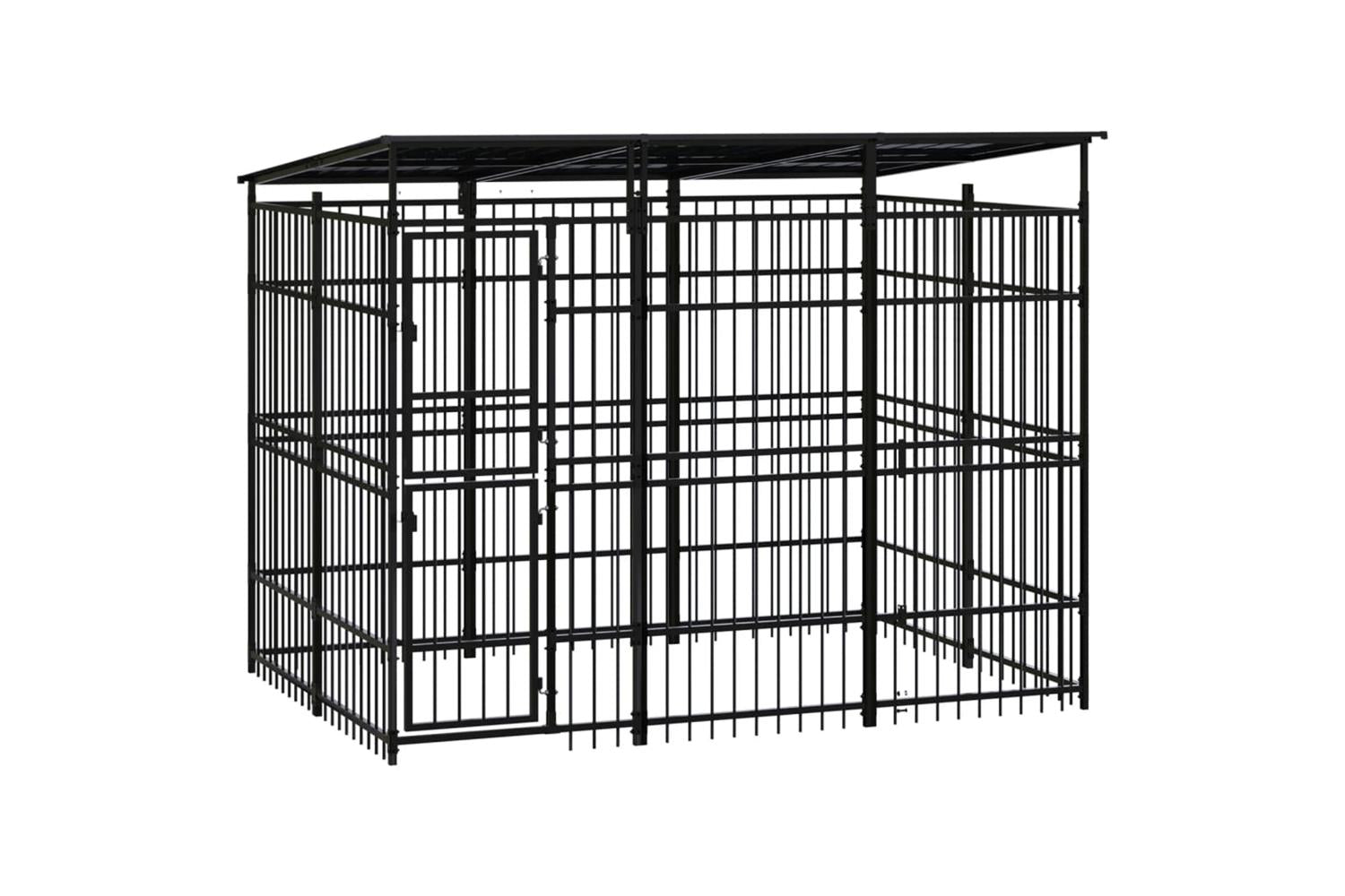 Vidaxl Outdoor Dog Kennel With Roof Steel 553 M