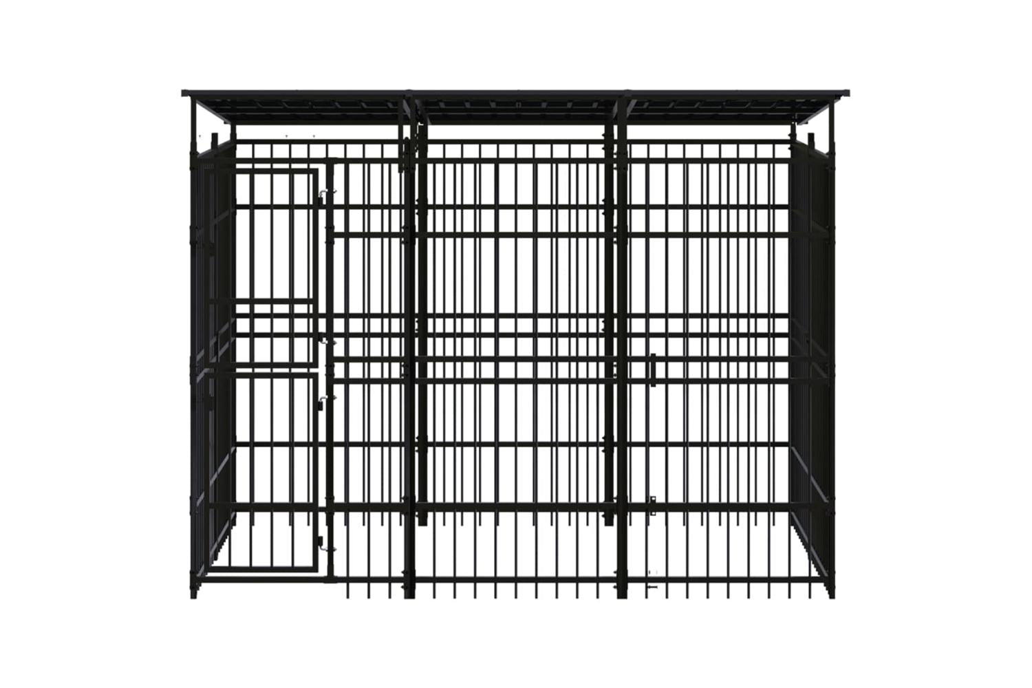 Vidaxl Outdoor Dog Kennel With Roof Steel 553 M-2