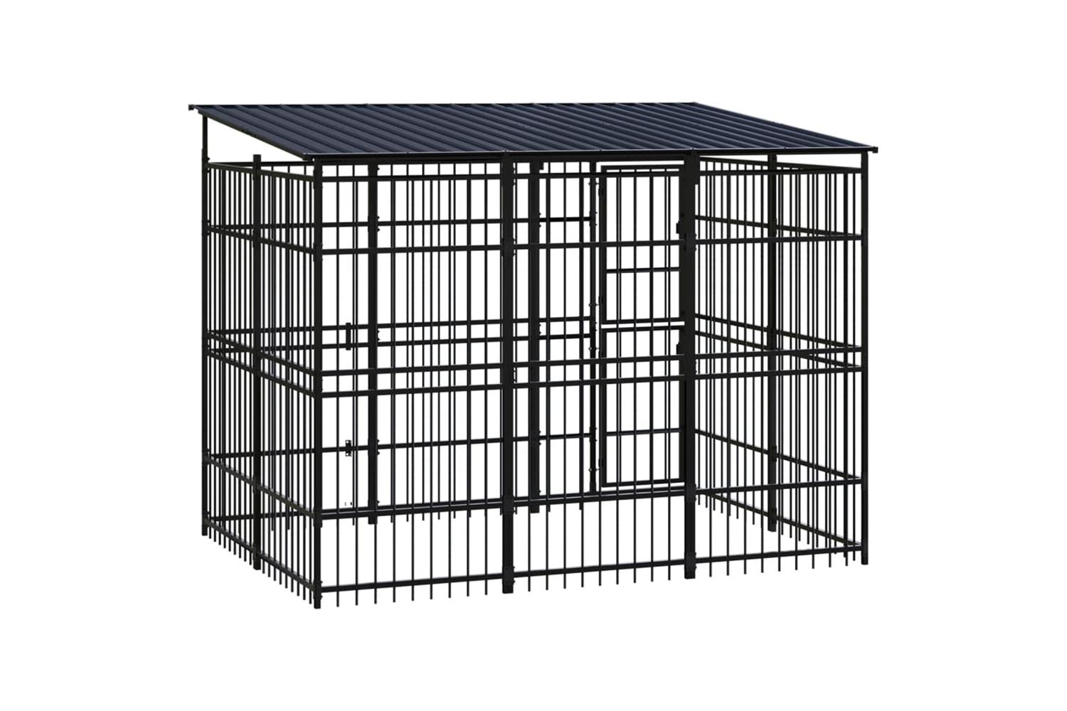 Vidaxl Outdoor Dog Kennel With Roof Steel 553 M-4