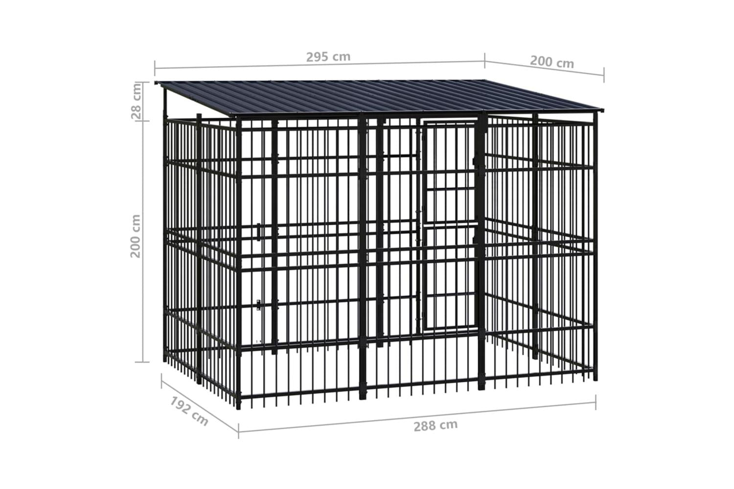 Vidaxl Outdoor Dog Kennel With Roof Steel 553 M-8