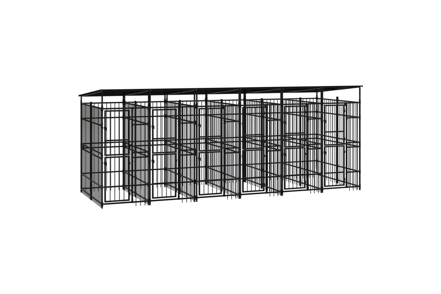 Vidaxl Outdoor Dog Kennel With Roof Steel 1106 M