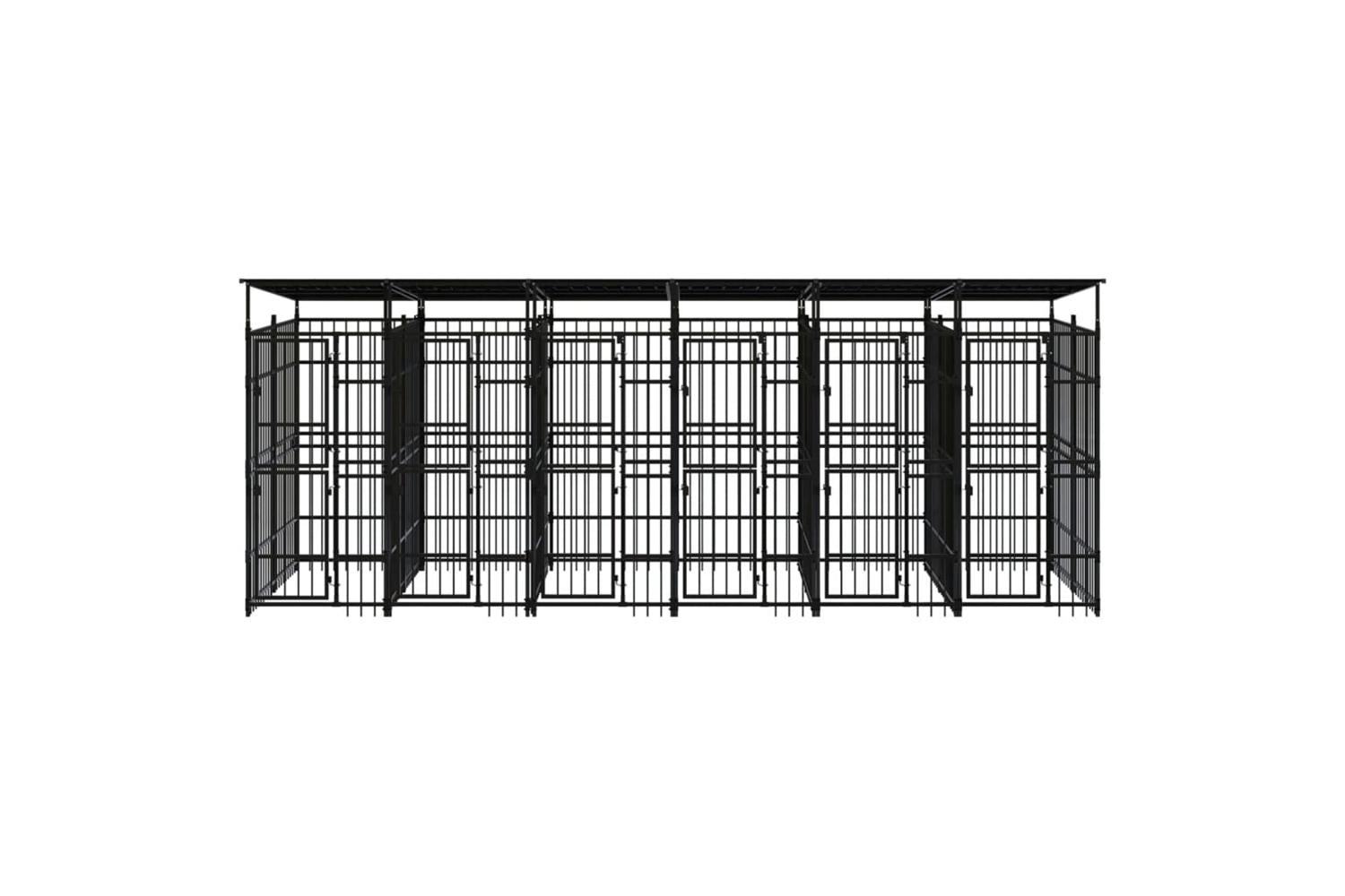 Vidaxl Outdoor Dog Kennel With Roof Steel 1106 M-2